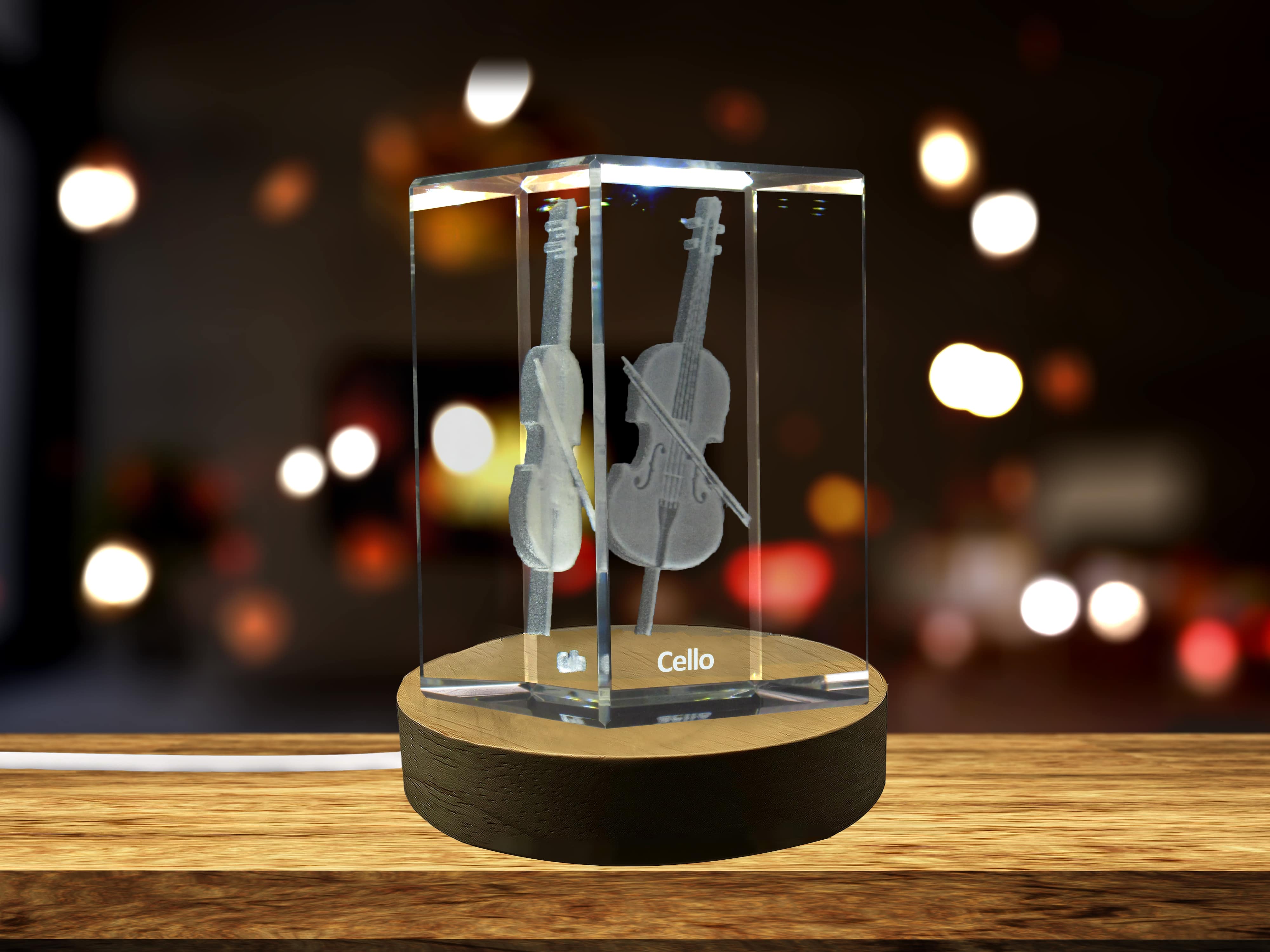 Cello 3D Engraved Crystal | Music 3D Engraved Crystal Keepsake A&B Crystal Collection