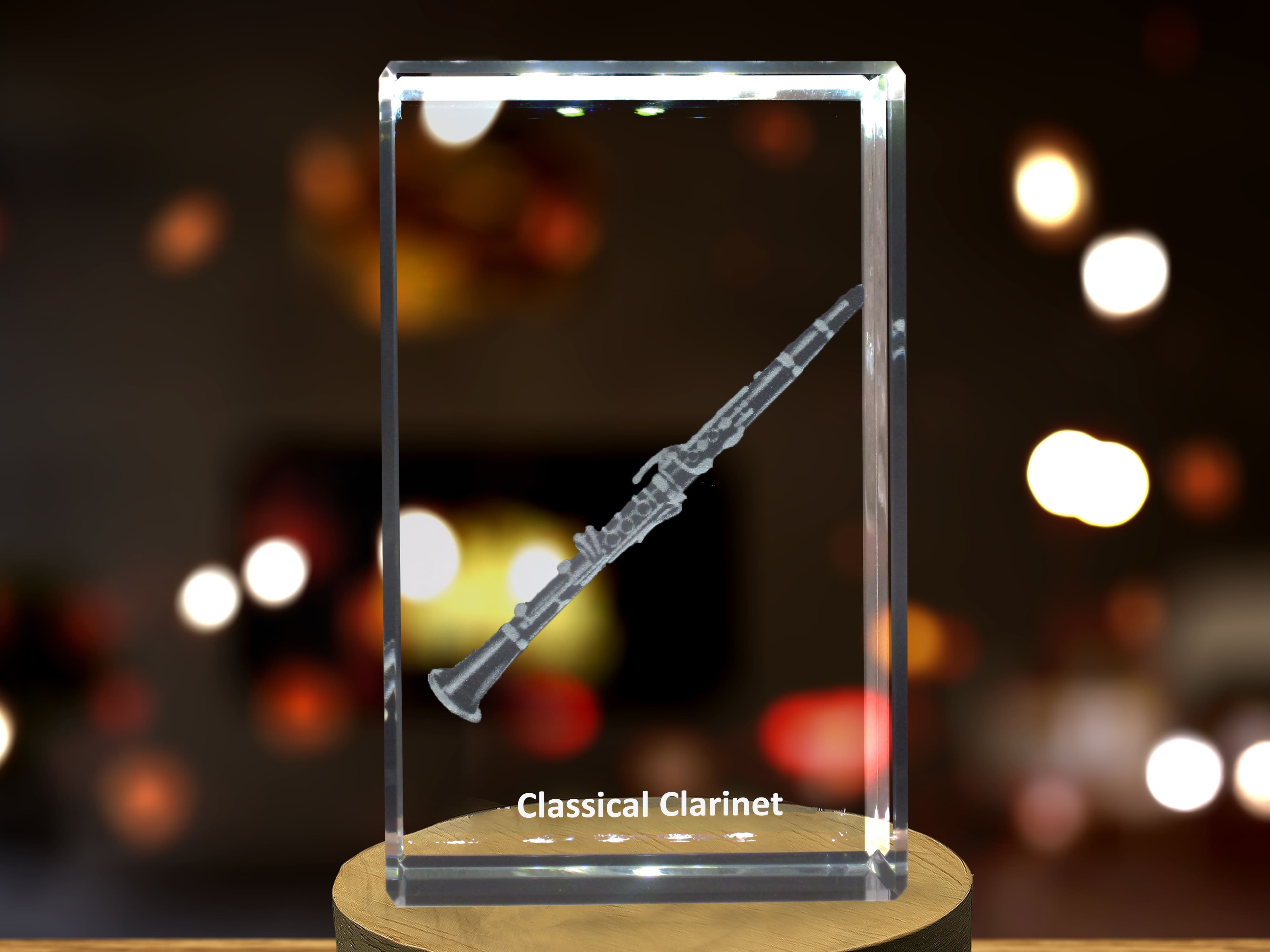 Clarinet 3D Engraved Crystal | Music 3D Engraved Crystal Keepsake A&B Crystal Collection