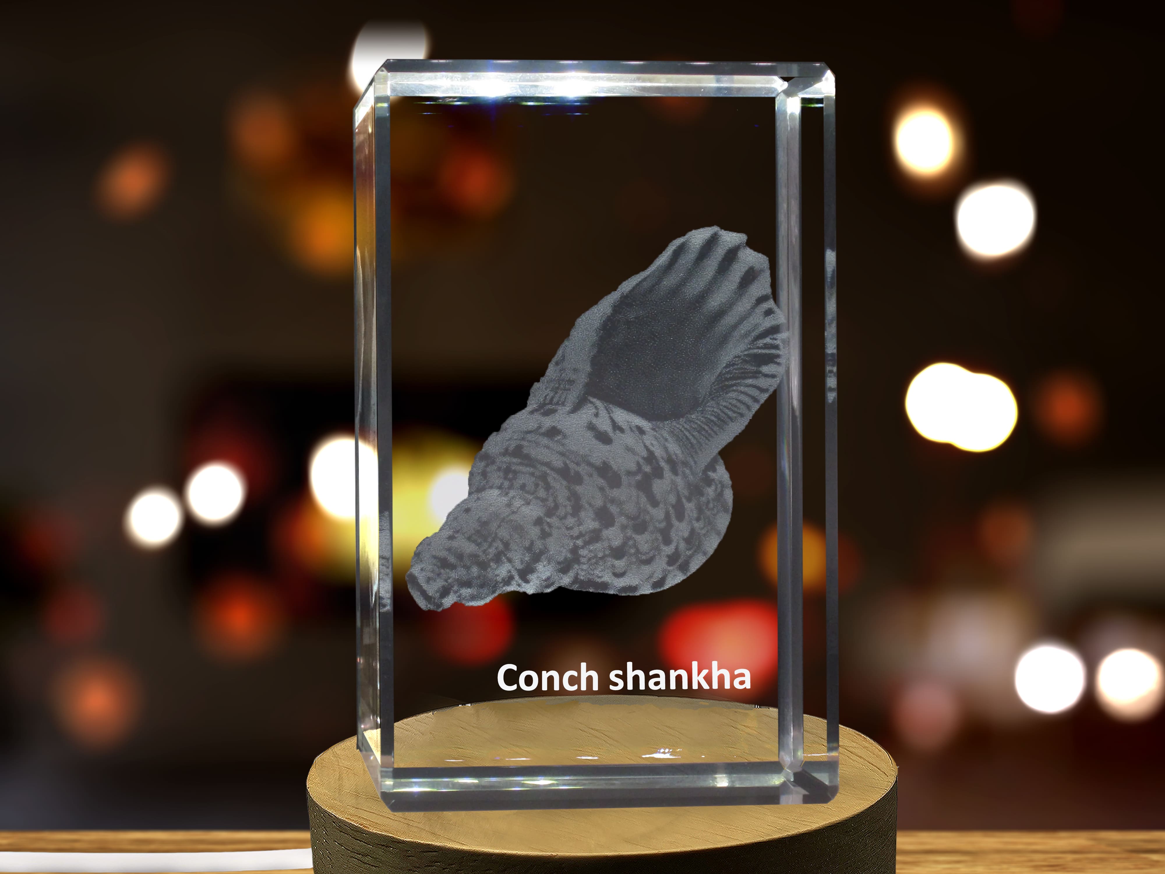 Conch Shankha 3D Engraved Crystal | Music 3D Engraved Crystal Keepsake A&B Crystal Collection