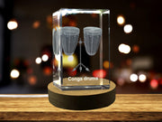 Conga Drums 3D Engraved Crystal 