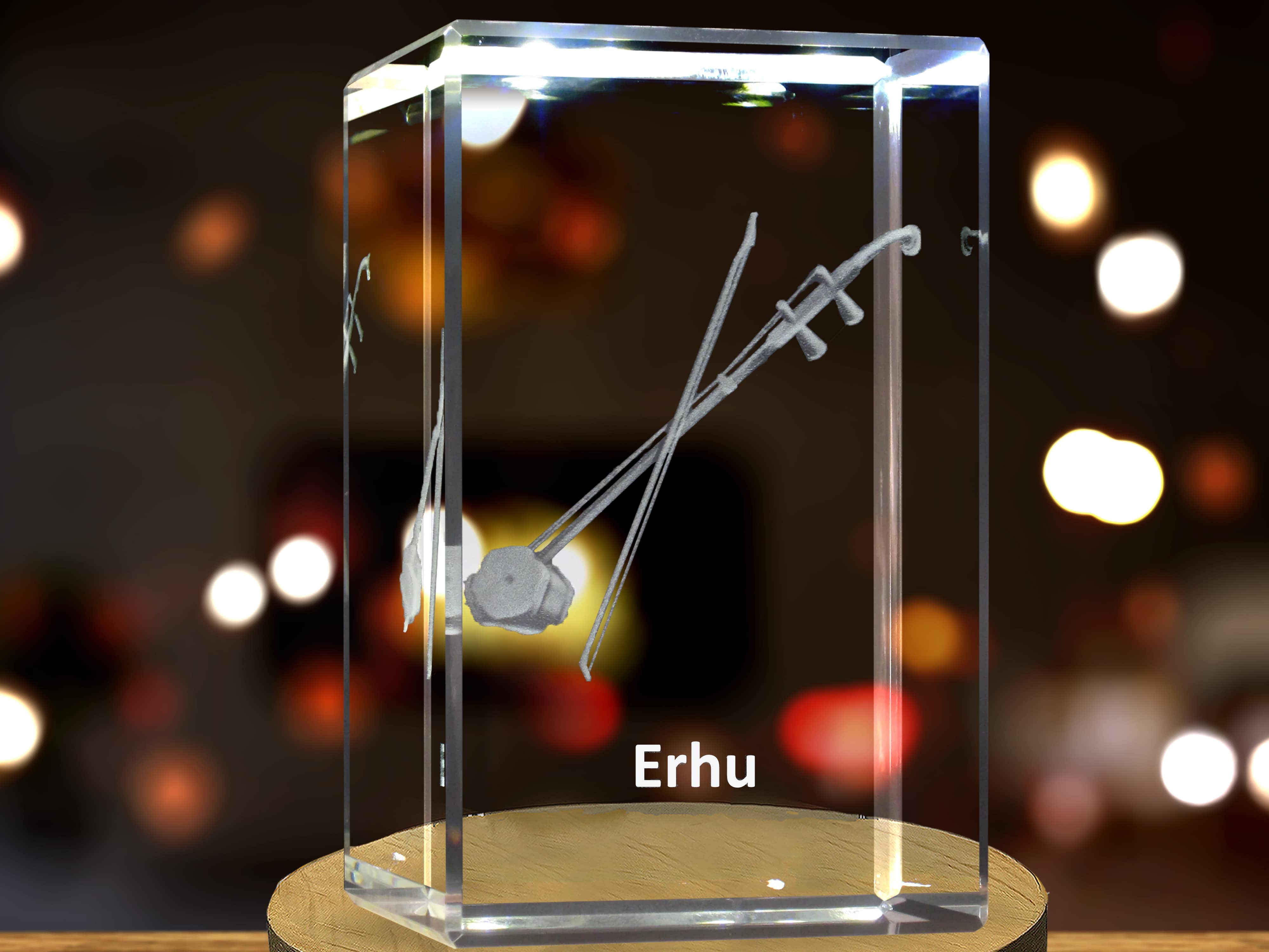 Erhu 3D Engraved Crystal | Music 3D Engraved Crystal Keepsake A&B Crystal Collection