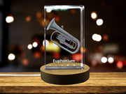 Euphonium 3D Engraved Crystal | Music 3D Engraved Crystal Keepsake