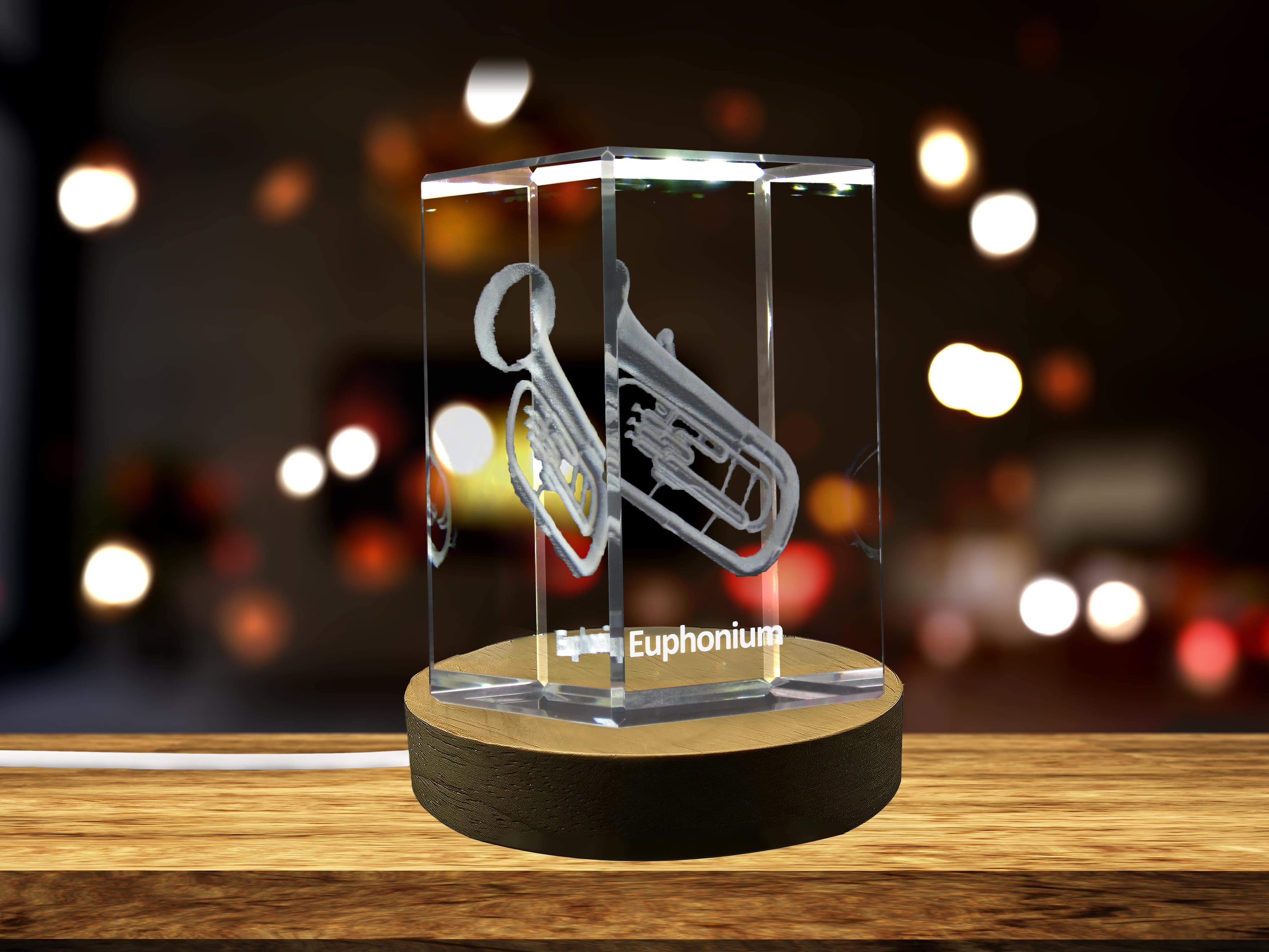 Euphonium 3D Engraved Crystal | Music 3D Engraved Crystal Keepsake A&B Crystal Collection