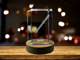 Flute 3D Engraved Crystal | Music 3D Engraved Crystal Keepsake A&B Crystal Collection
