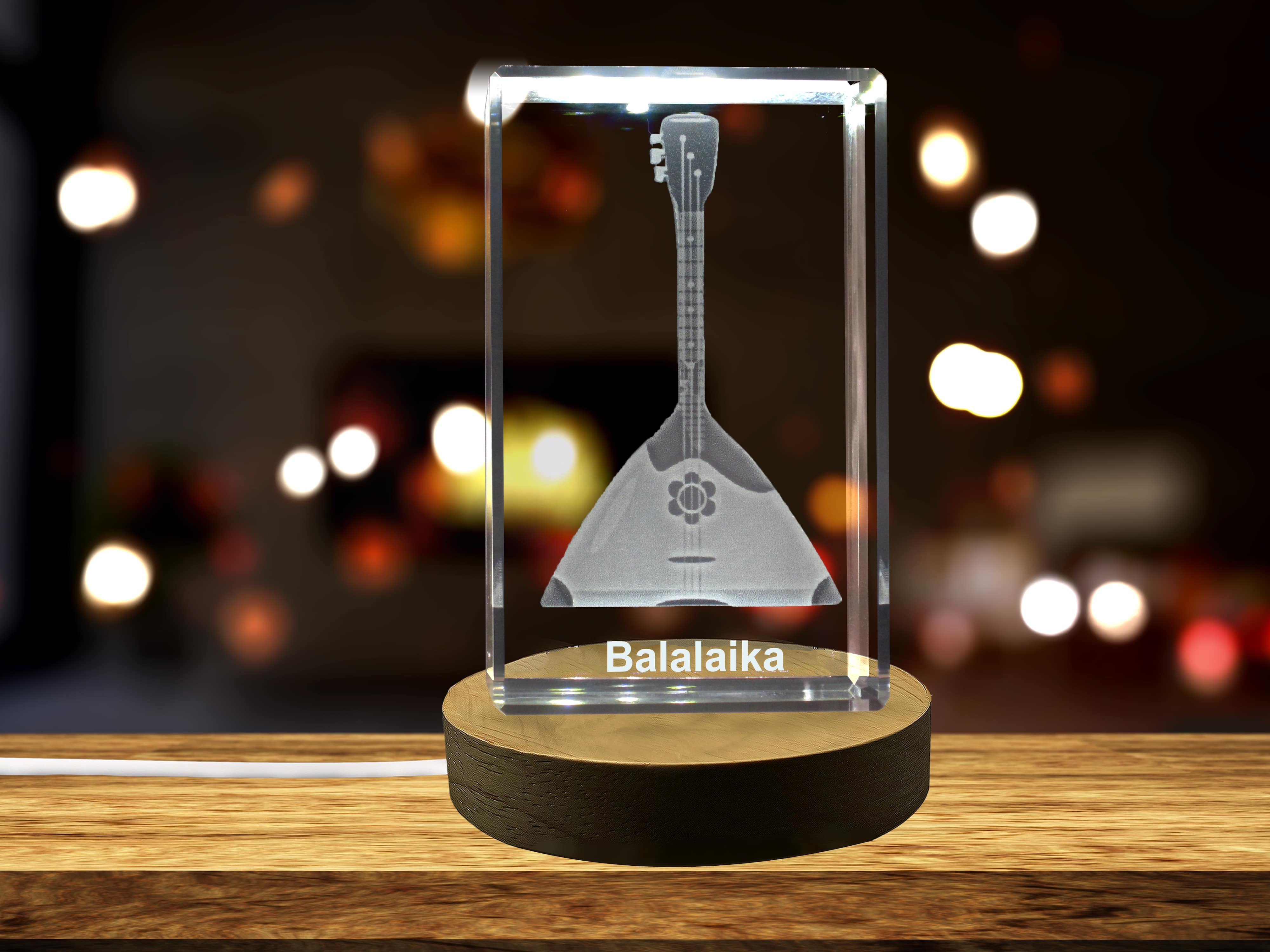 Balalaika 3D Engraved Crystal | Music 3D Engraved Crystal Keepsake A&B Crystal Collection