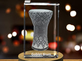Goblet Drum 3D Engraved Crystal | Music 3D Engraved Crystal Keepsake A&B Crystal Collection