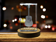 Guitare acoustique 3D Crystal gravé | Musique 3D Saisie de cristal gravé