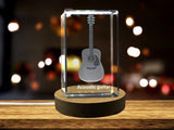 Acoustic Guitar 3D Engraved Crystal | Music 3D Engraved Crystal Keepsake A&B Crystal Collection