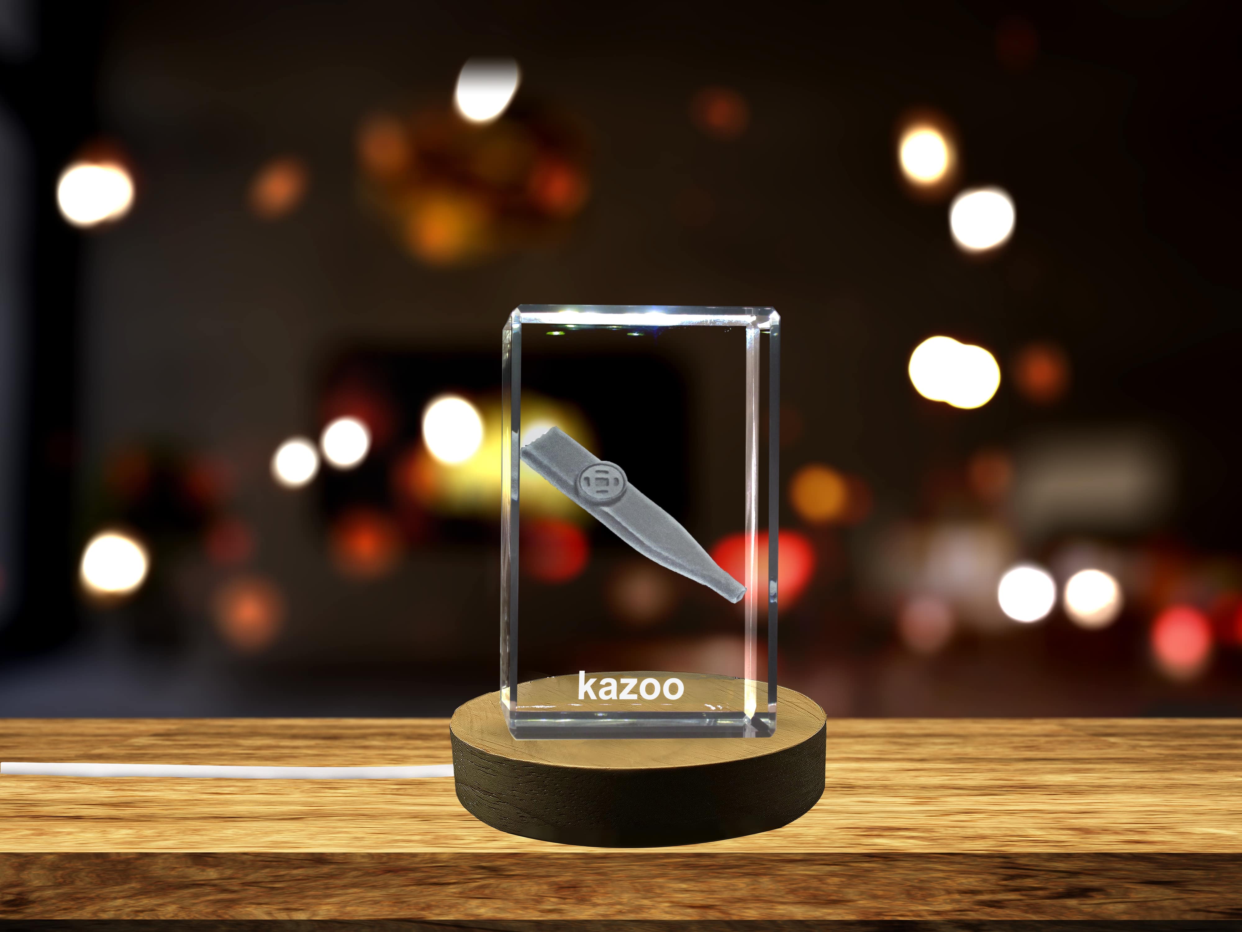 Kazoo 3D Engraved Crystal | Music 3D Engraved Crystal Keepsake A&B Crystal Collection