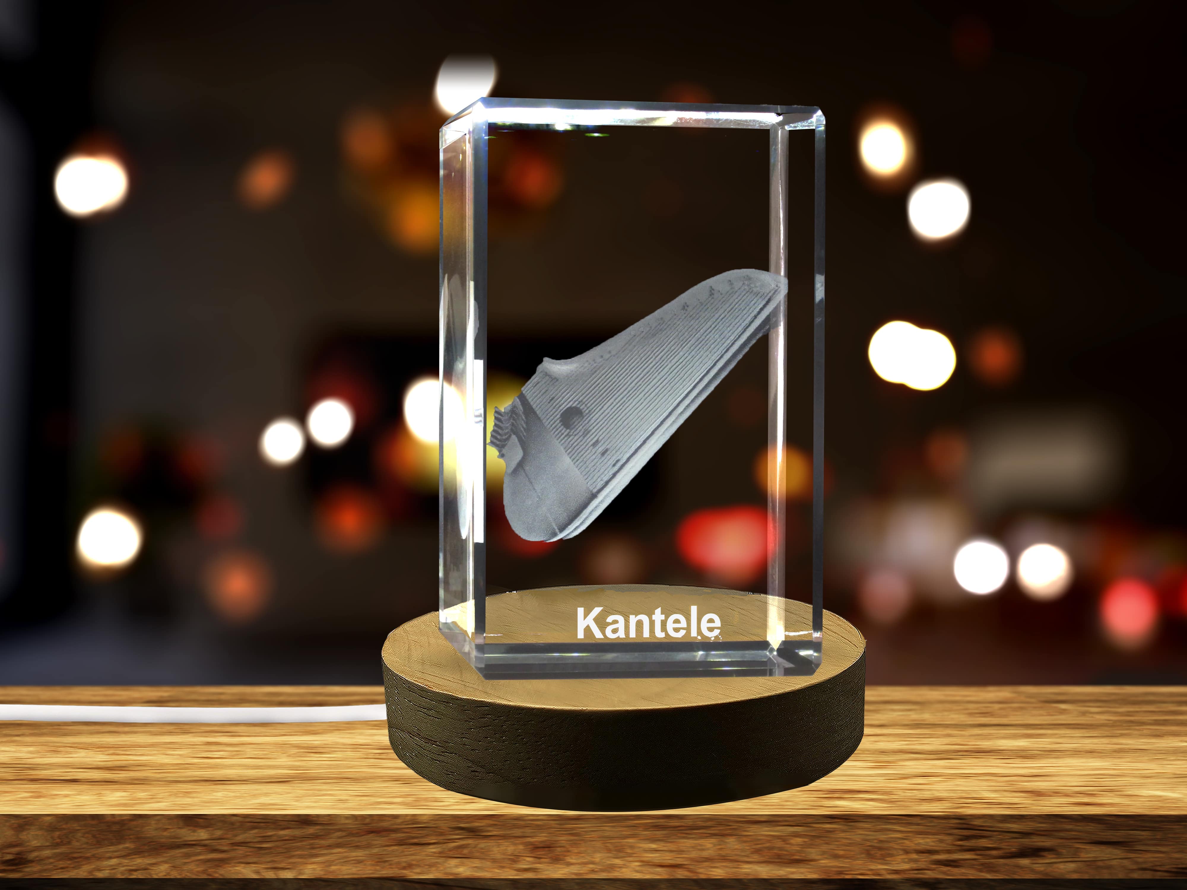 Kantele 3D Engraved Crystal | Music 3D Engraved Crystal Keepsake A&B Crystal Collection