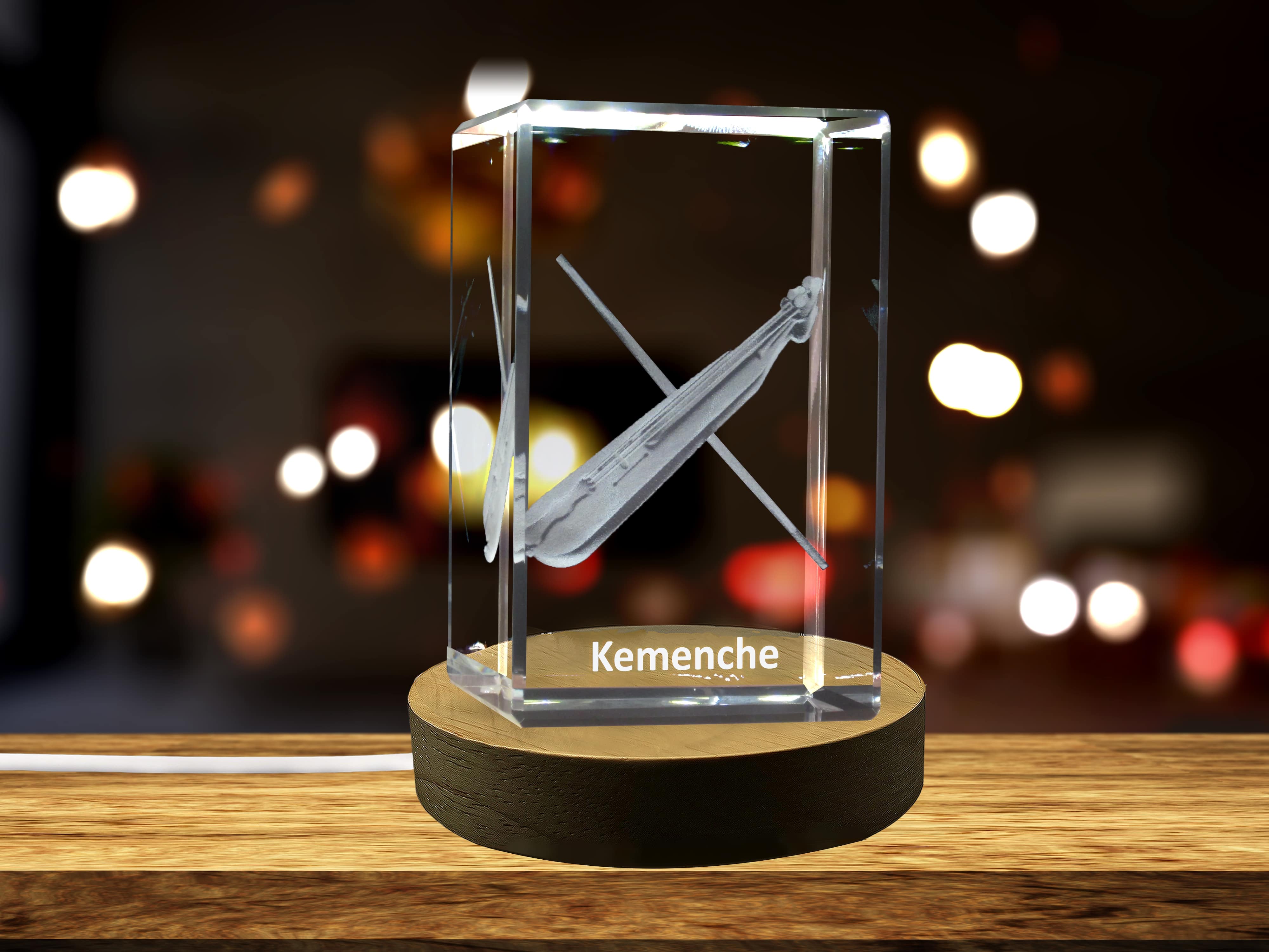 Kemenche 3D Engraved Crystal | Music 3D Engraved Crystal Keepsake A&B Crystal Collection