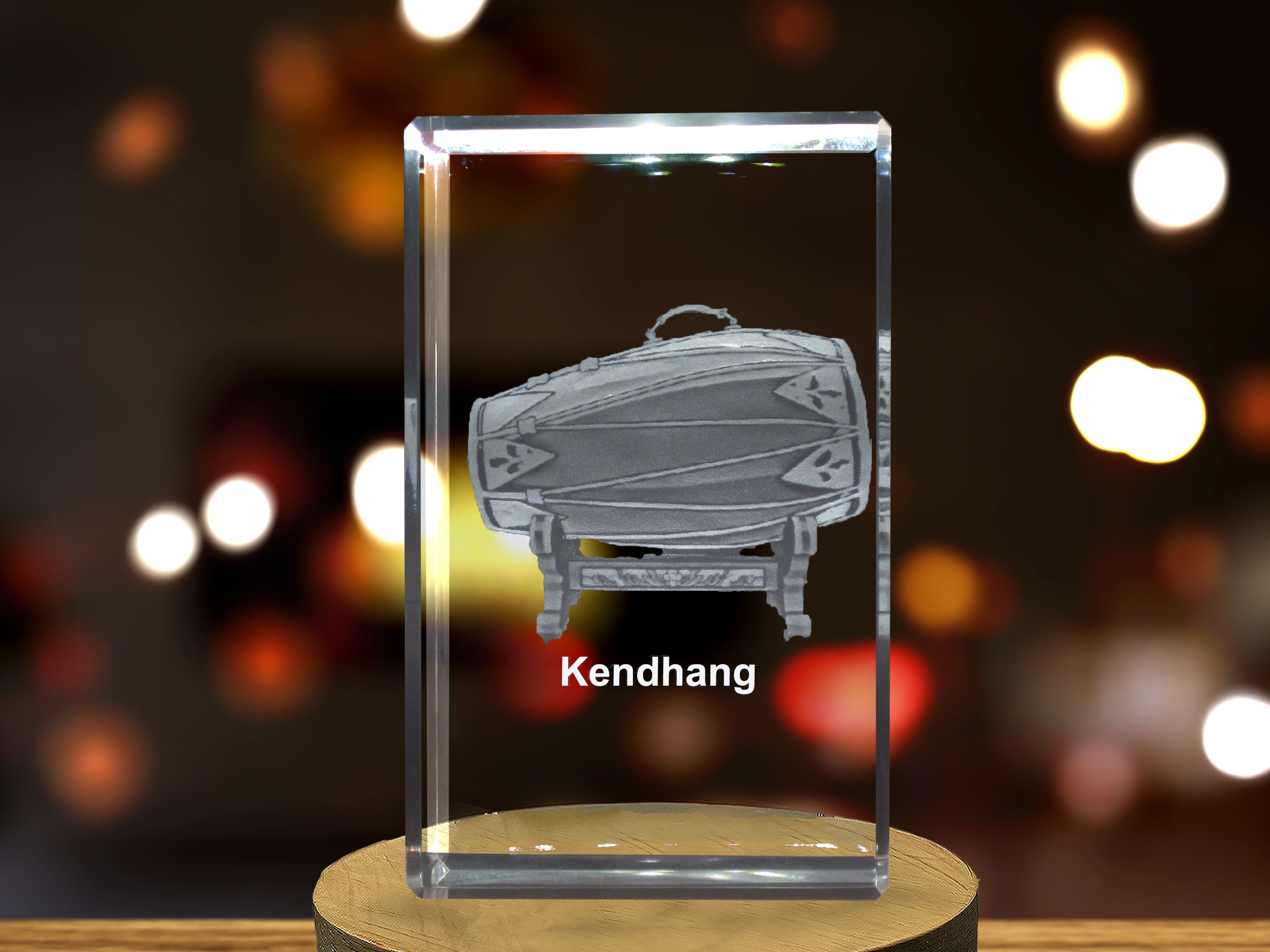 Kendhang 3D Engraved Crystal | Music 3D Engraved Crystal Keepsake A&B Crystal Collection