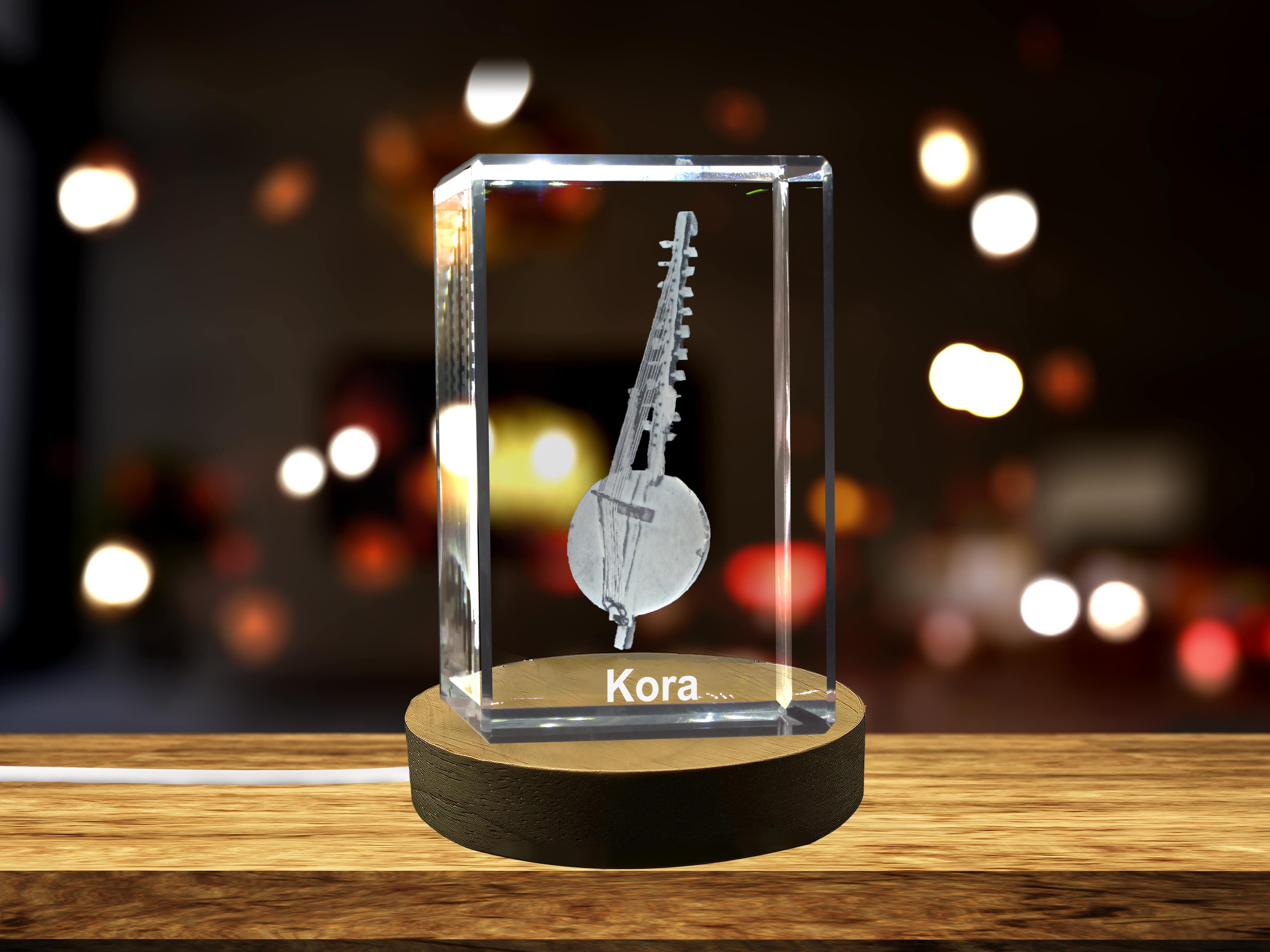 Kora 3D Engraved Crystal | Music 3D Engraved Crystal Keepsake A&B Crystal Collection