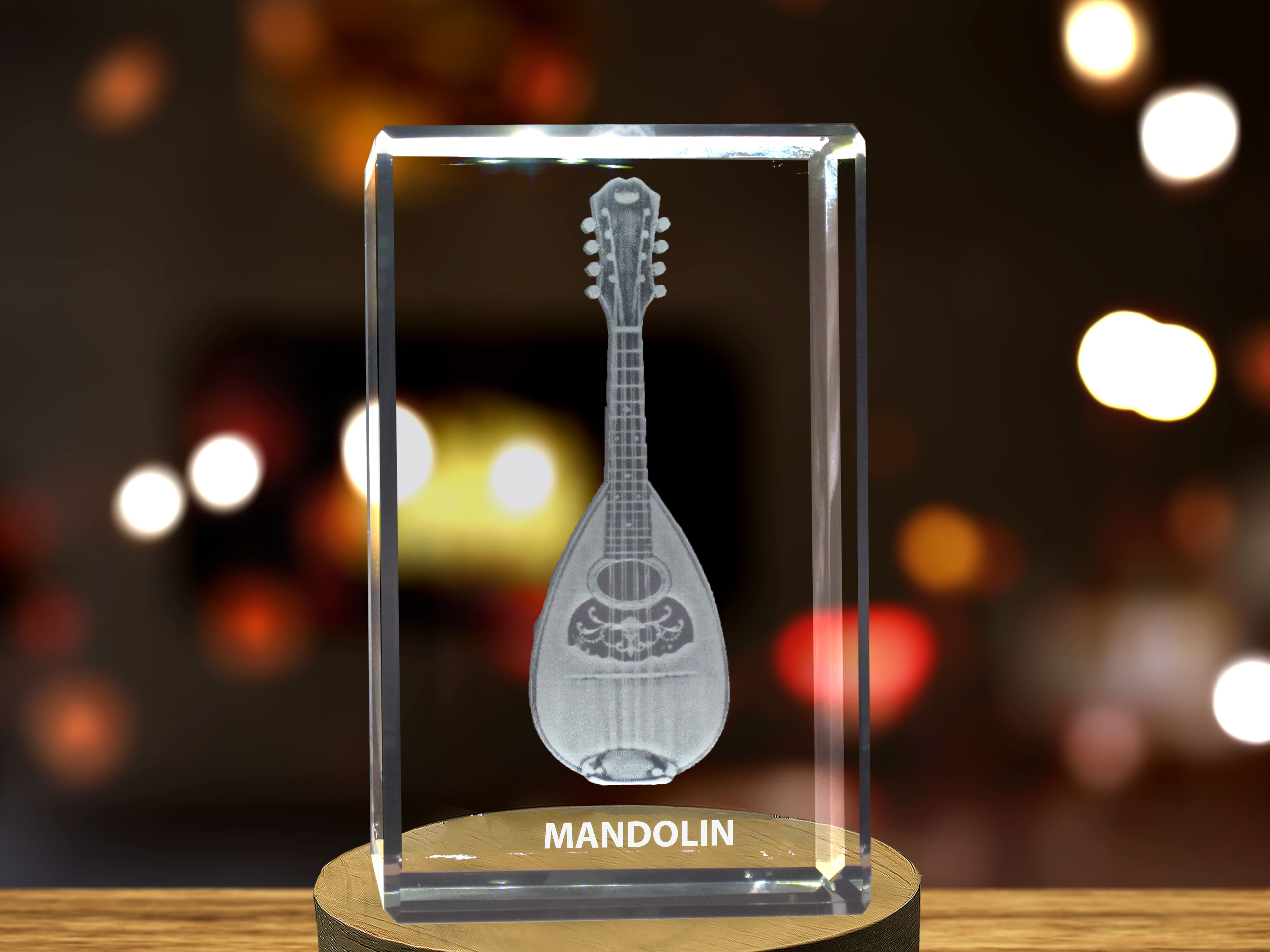 Mandolin 3D Engraved Crystal 3D Engraved Crystal Keepsake/Gift/Decor/Collectible/Souvenir A&B Crystal Collection