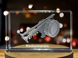 Nadaswaram Instrument 3D Engraved Crystal 3D Engraved Crystal Keepsake/Gift/Decor/Collectible/Souvenir A&B Crystal Collection