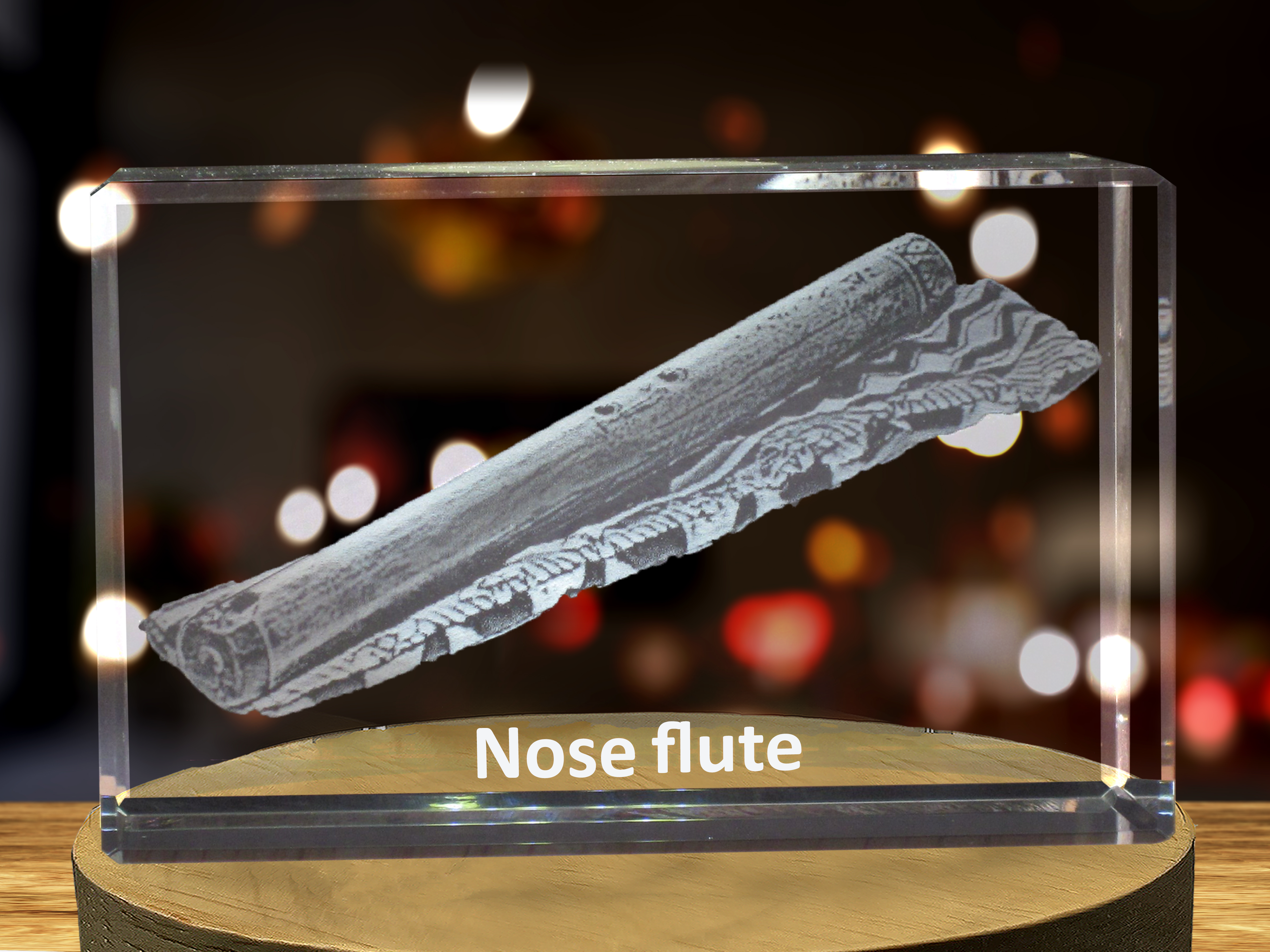 Nose Flute 3D Engraved Crystal 3D Engraved Crystal Keepsake/Gift/Decor/Collectible/Souvenir A&B Crystal Collection