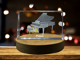Piano 3d Crystal gravé | Musique 3D Saisie de cristal gravé