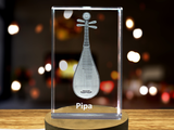 Pipa Flute 3D Engraved Crystal 3D Engraved Crystal Keepsake/Gift/Decor/Collectible/Souvenir A&B Crystal Collection
