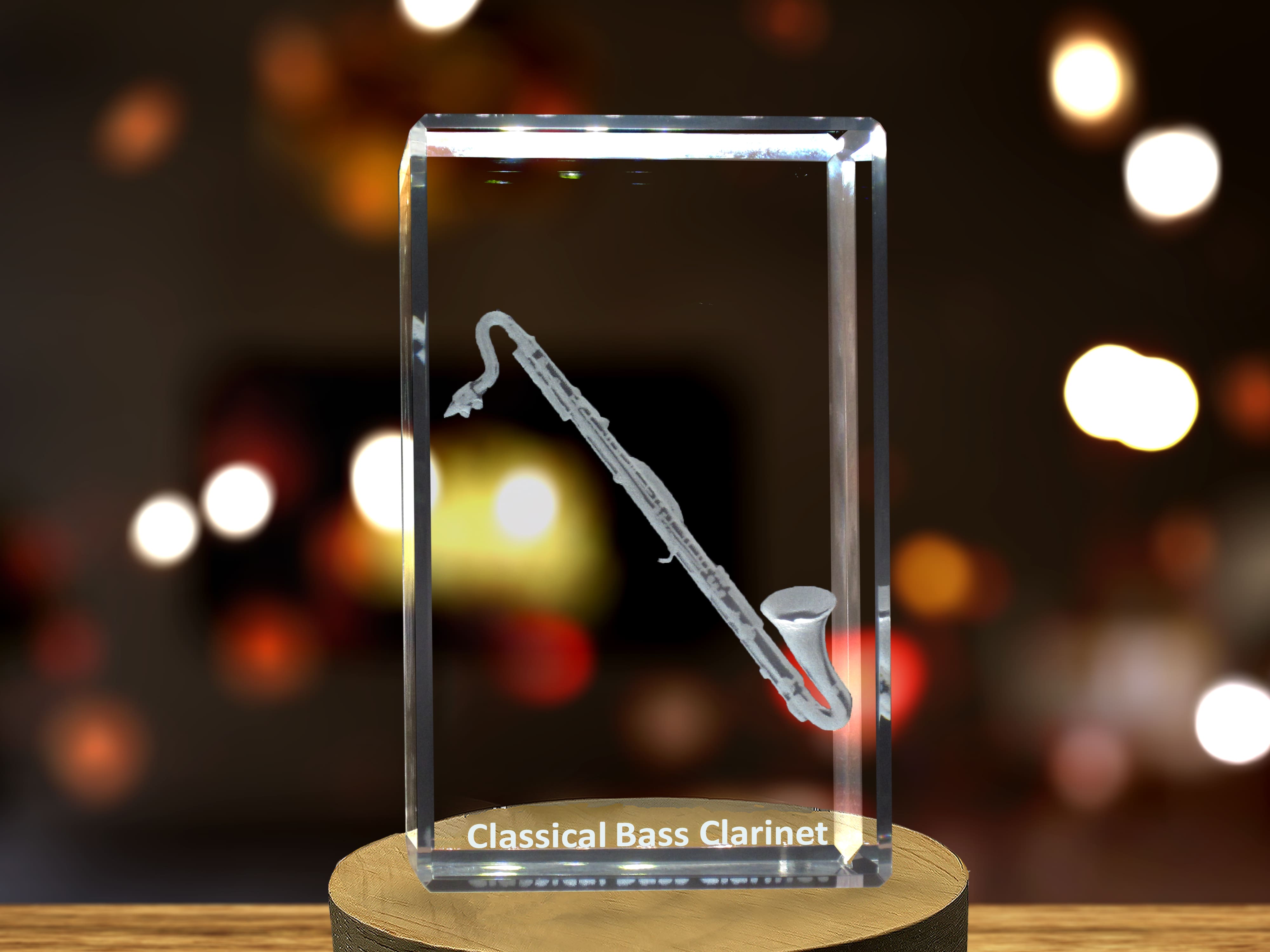 Bass Clarinet 3D Engraved Crystal | Music 3D Engraved Crystal Keepsake A&B Crystal Collection