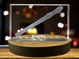 Recorder 3D Engraved Crystal 3D Engraved Crystal Keepsake/Gift/Decor/Collectible/Souvenir A&B Crystal Collection