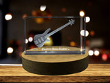Guitare basse 3D Crystal gravé | Musique 3D Saisie de cristal gravé