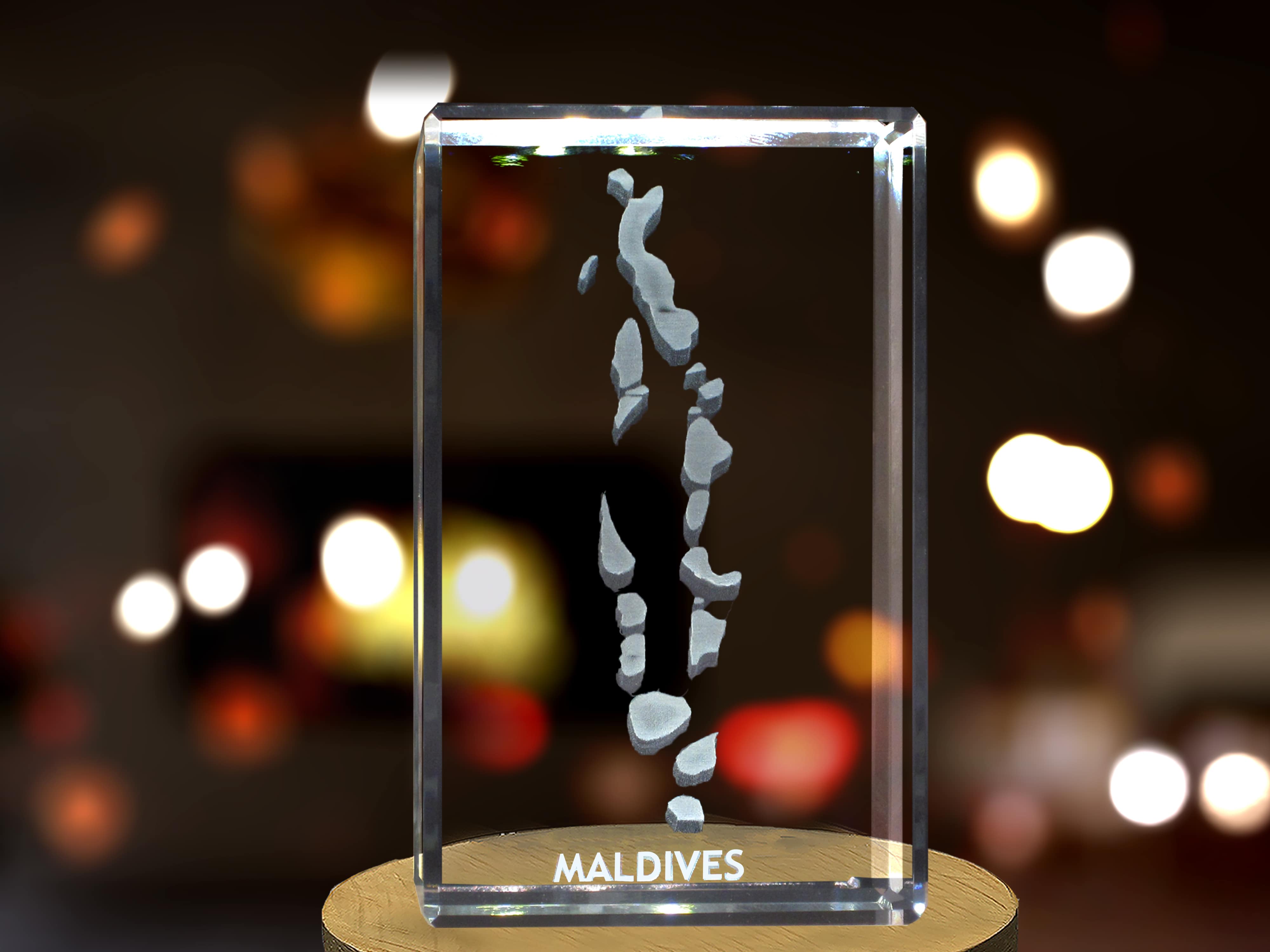 Maldives 3D Engraved Crystal 3D Engraved Crystal Keepsake/Gift/Decor/Collectible/Souvenir A&B Crystal Collection