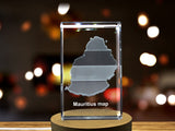 Mauritius 3D Engraved Crystal 3D Engraved Crystal Keepsake/Gift/Decor/Collectible/Souvenir A&B Crystal Collection