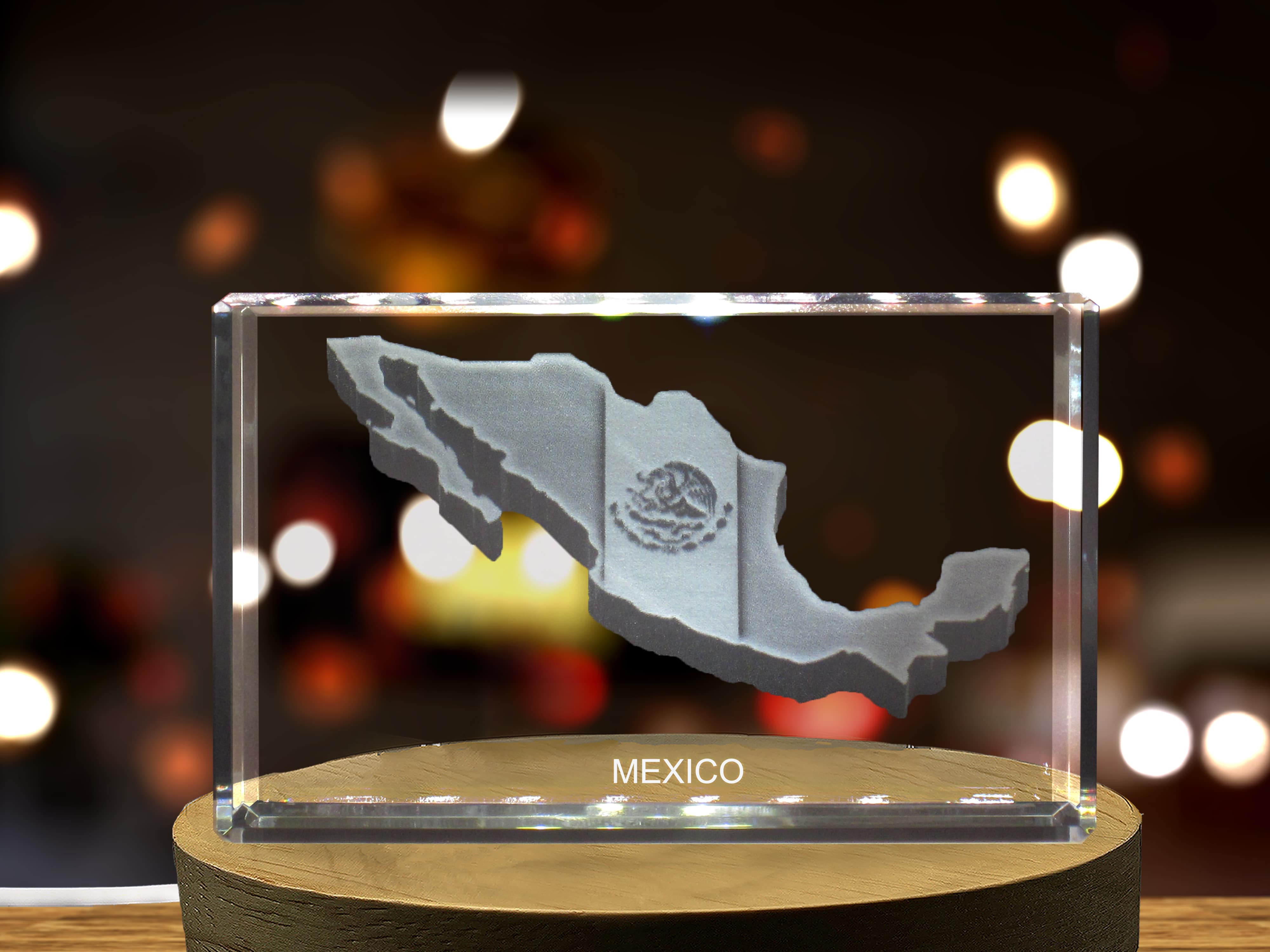 Mexico 3D Engraved Crystal 3D Engraved Crystal Keepsake/Gift/Decor/Collectible/Souvenir A&B Crystal Collection