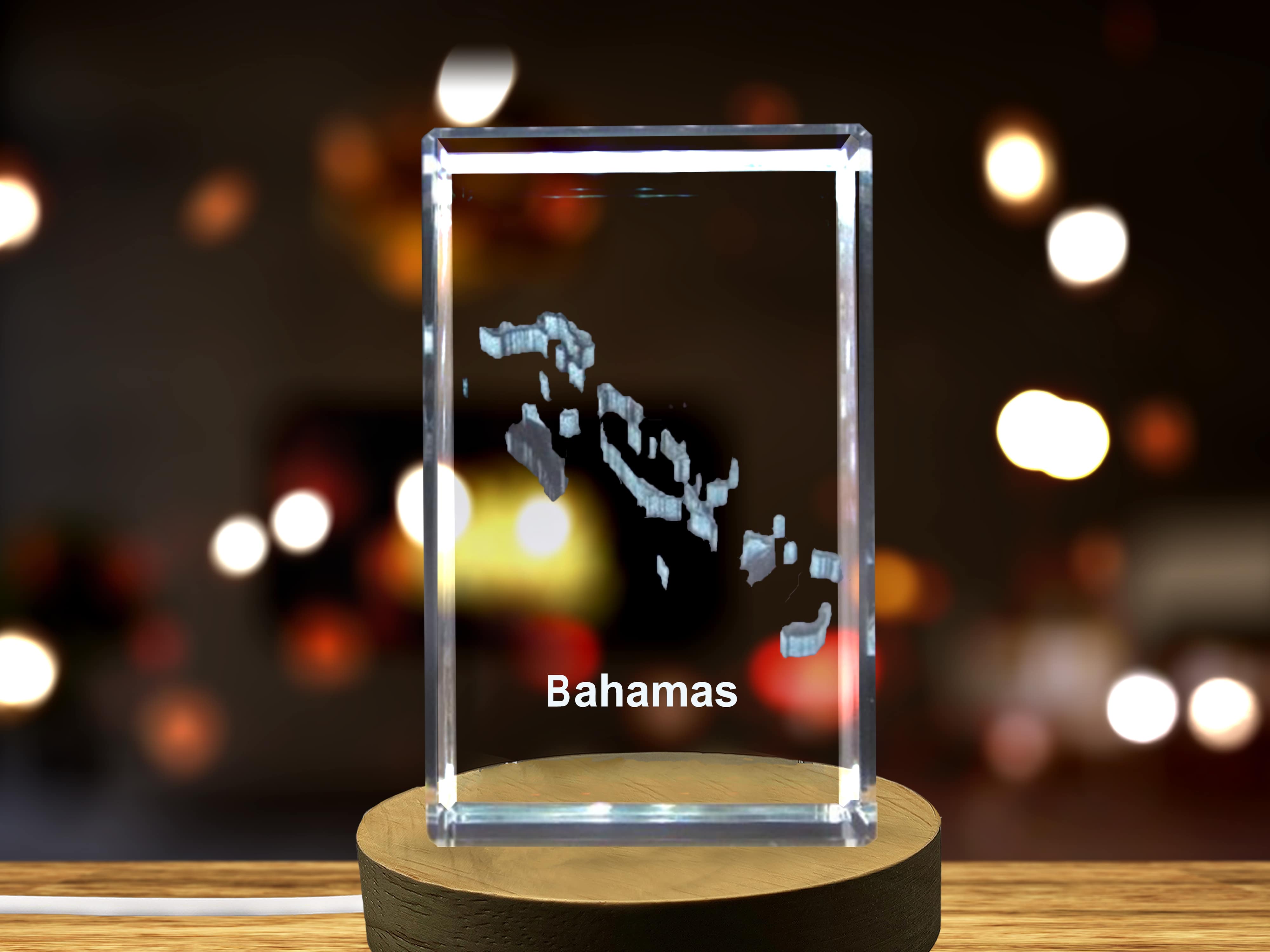 Bahamas 3D Engraved Crystal 3D Engraved Crystal Keepsake/Gift/Decor/Collectible/Souvenir A&B Crystal Collection