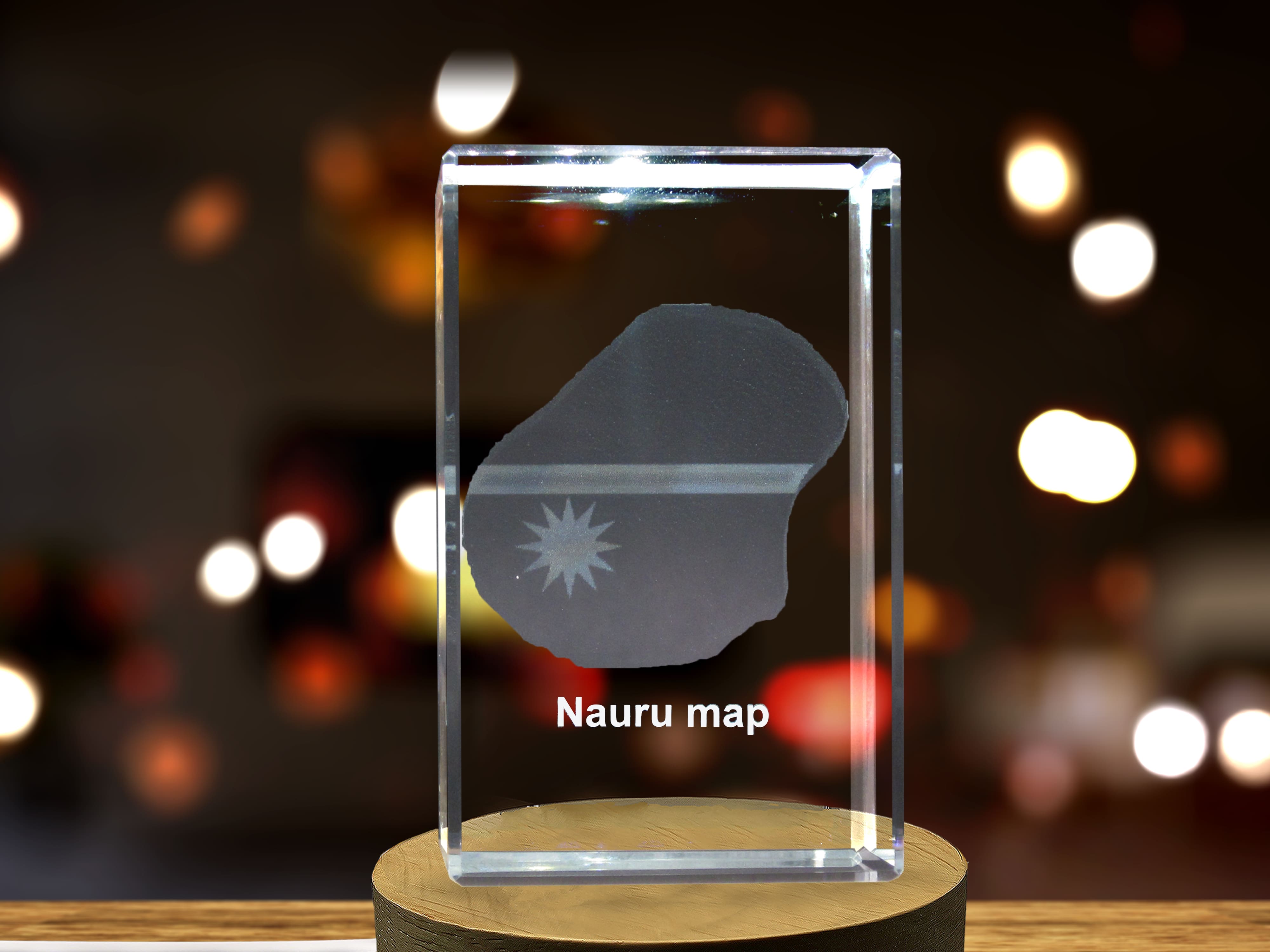 Nauru 3D Engraved Crystal 3D Engraved Crystal Keepsake/Gift/Decor/Collectible/Souvenir A&B Crystal Collection