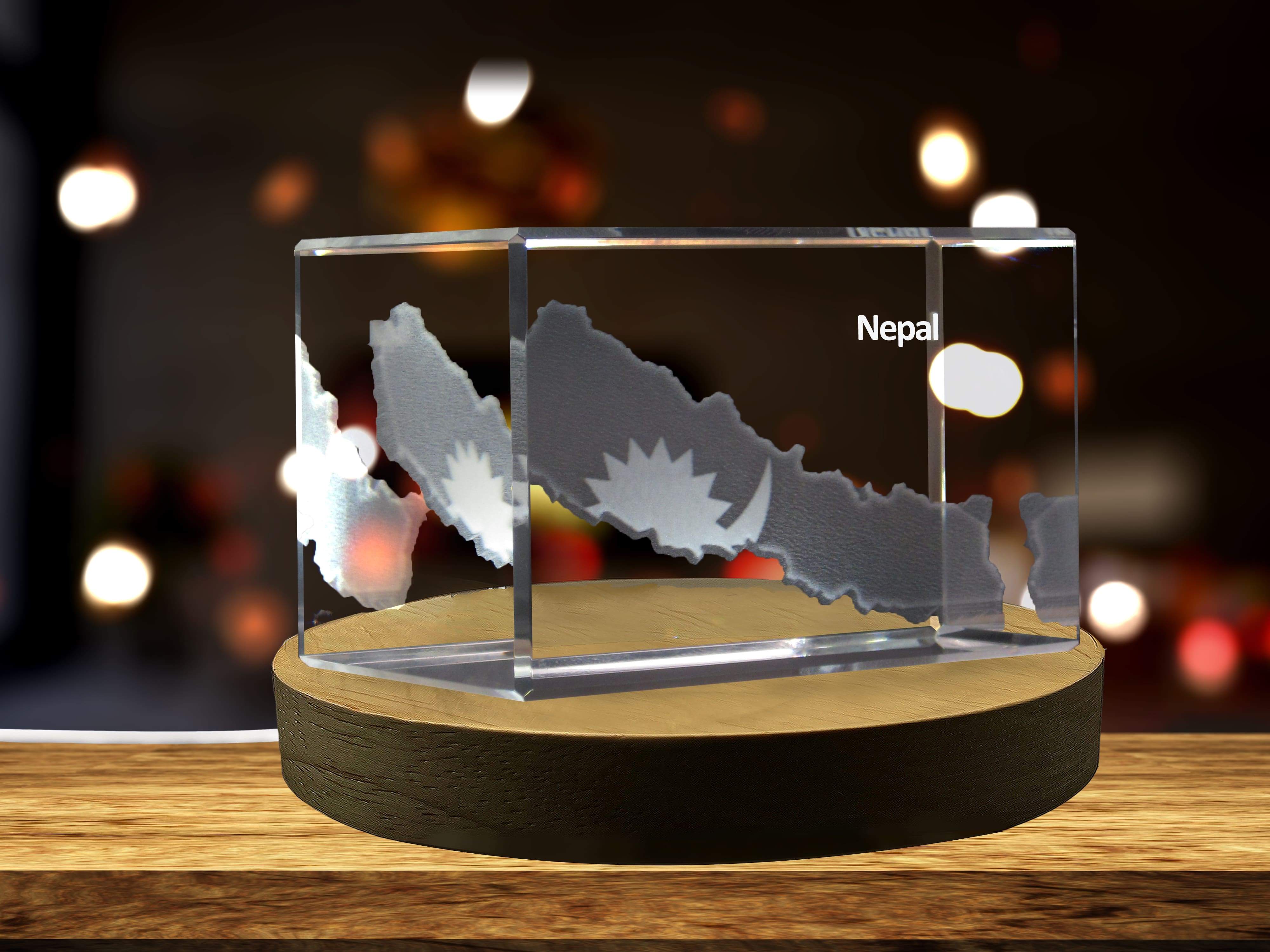 Nepal 3D Engraved Crystal 3D Engraved Crystal Keepsake/Gift/Decor/Collectible/Souvenir A&B Crystal Collection
