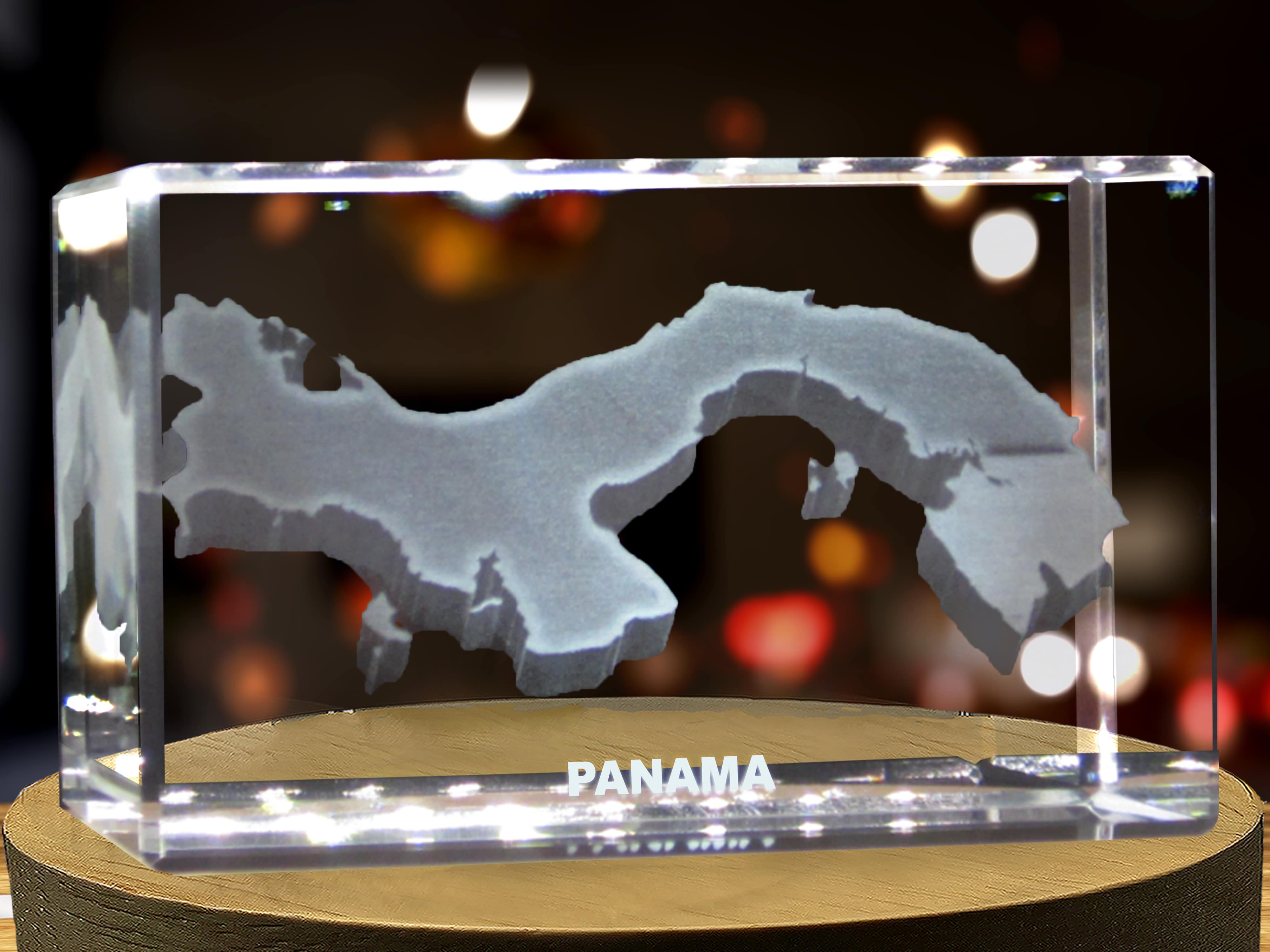 Panama 3D Engraved Crystal 3D Engraved Crystal Keepsake/Gift/Decor/Collectible/Souvenir A&B Crystal Collection
