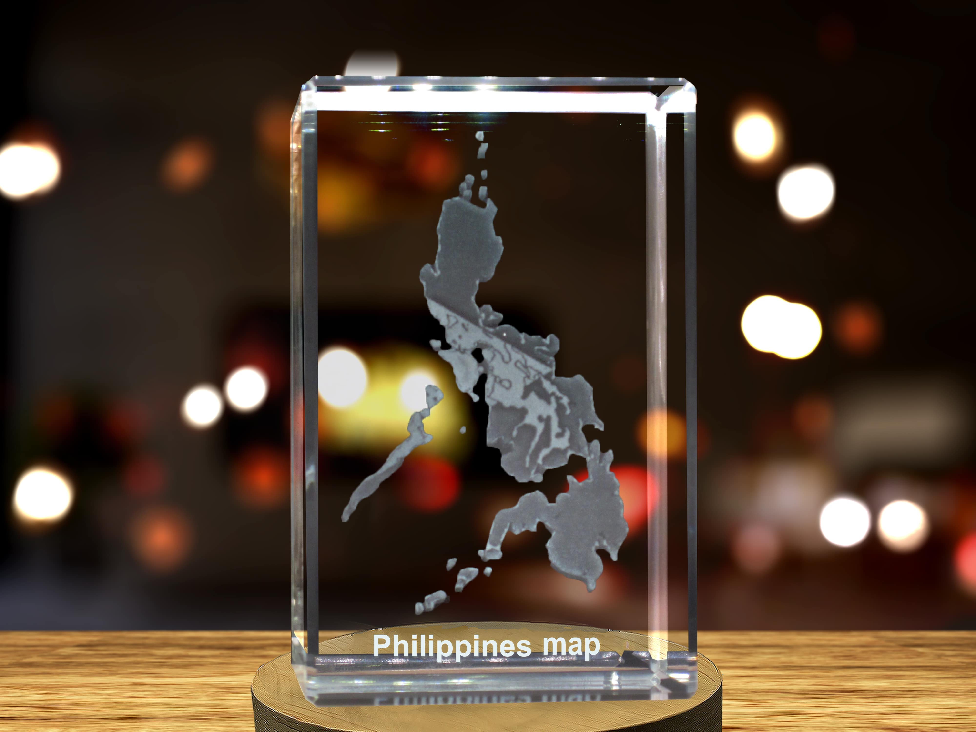 Philippines 3D Engraved Crystal 3D Engraved Crystal Keepsake/Gift/Decor/Collectible/Souvenir A&B Crystal Collection