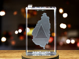 St Lucia 3D Engraved Crystal 3D Engraved Crystal Keepsake/Gift/Decor/Collectible/Souvenir A&B Crystal Collection