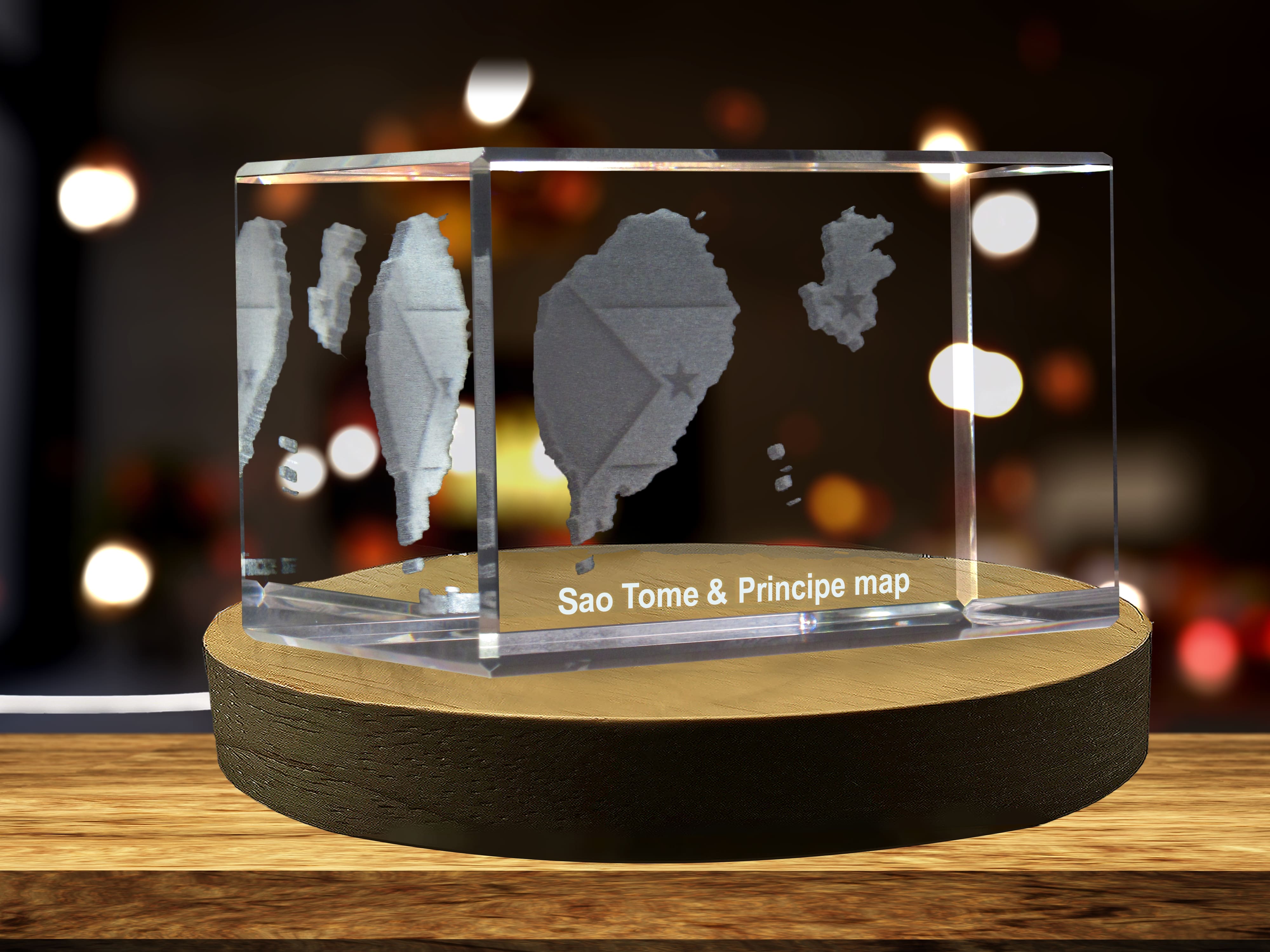 Sao Tome & Principe 3D Engraved Crystal 3D Engraved Crystal Keepsake/Gift/Decor/Collectible/Souvenir A&B Crystal Collection