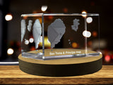Sao Tome & Principe 3D Engraved Crystal 3D Engraved Crystal Keepsake/Gift/Decor/Collectible/Souvenir A&B Crystal Collection