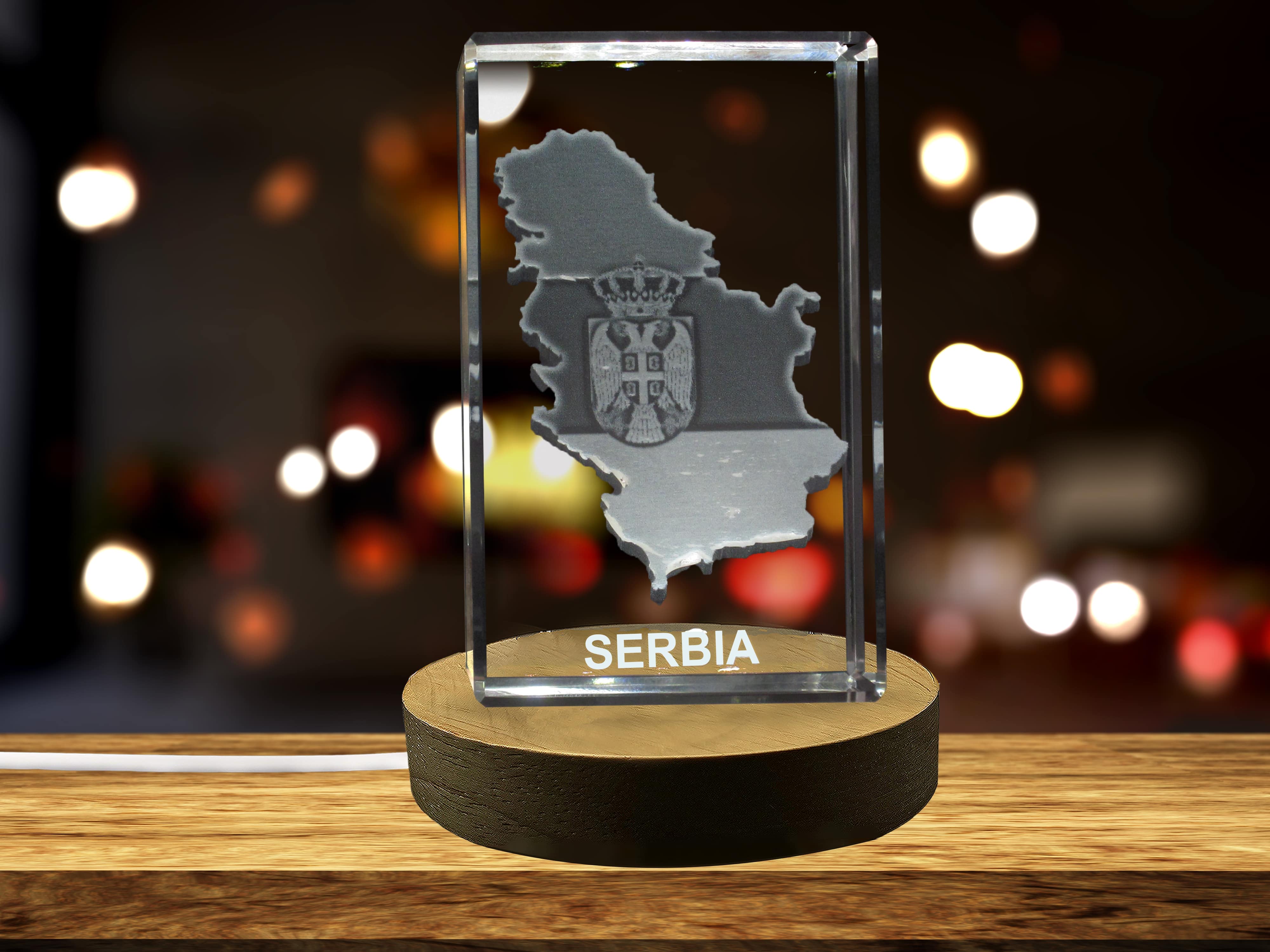 Serbia 3D Engraved Crystal 3D Engraved Crystal Keepsake/Gift/Decor/Collectible/Souvenir A&B Crystal Collection