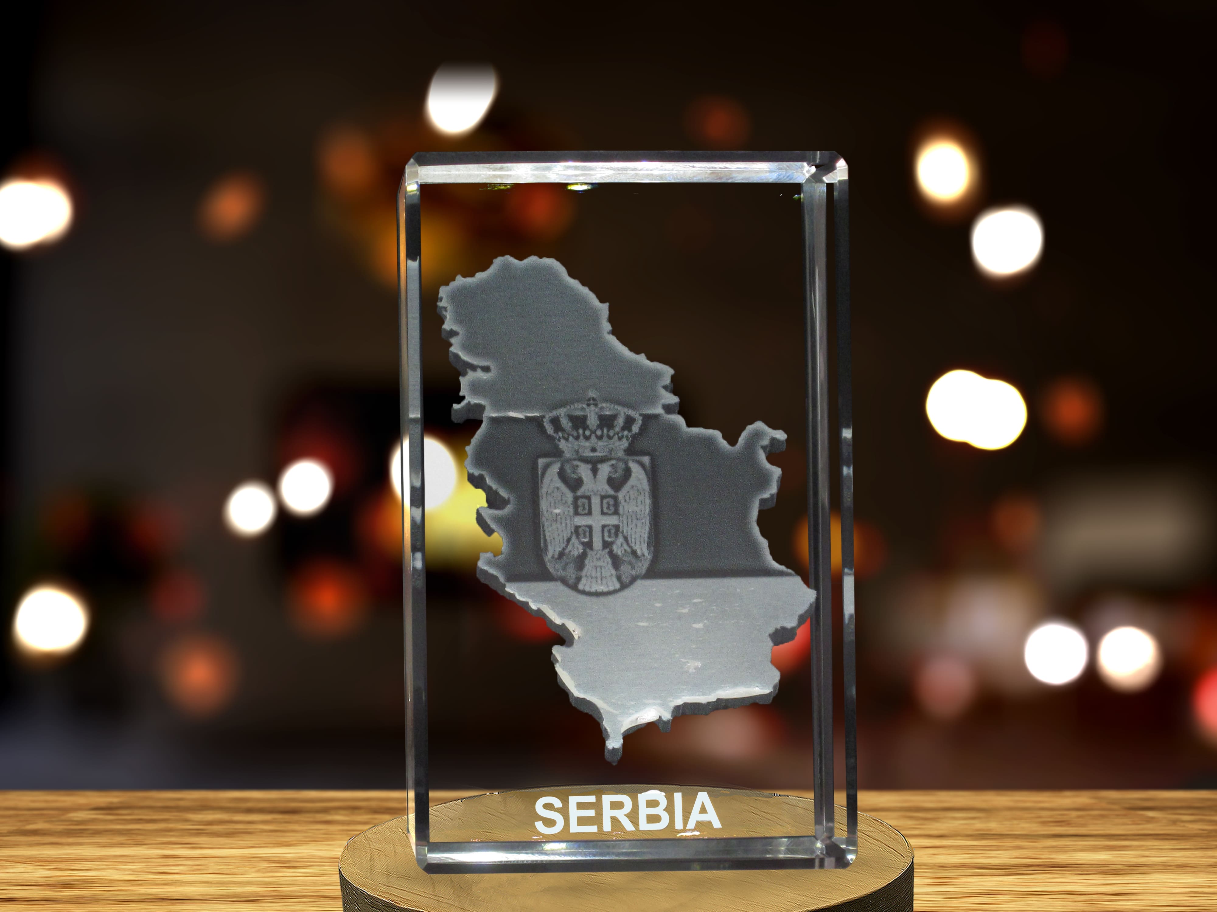 Serbia 3D Engraved Crystal 3D Engraved Crystal Keepsake/Gift/Decor/Collectible/Souvenir A&B Crystal Collection