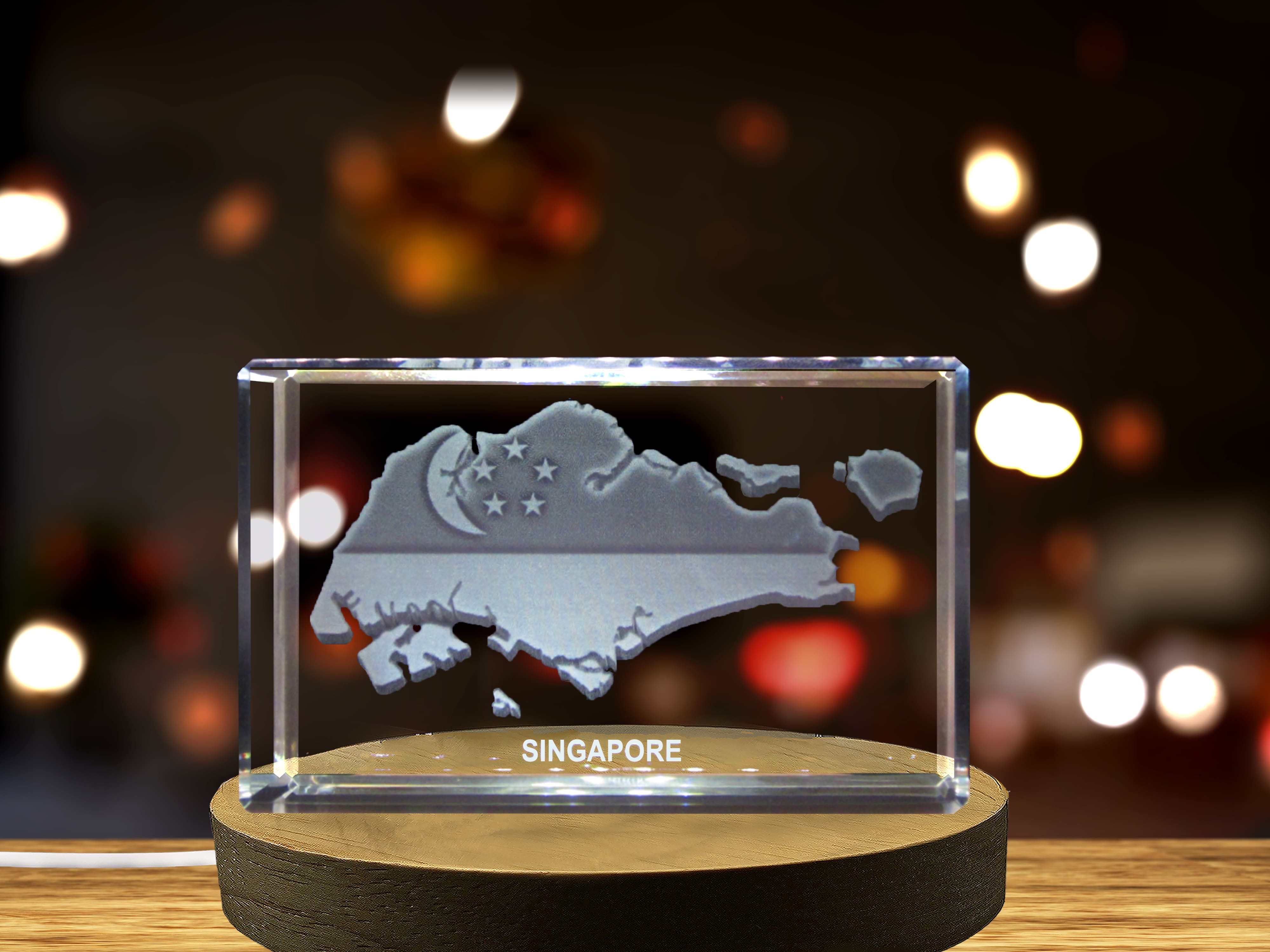 Singapore 3D Engraved Crystal 3D Engraved Crystal Keepsake/Gift/Decor/Collectible/Souvenir A&B Crystal Collection