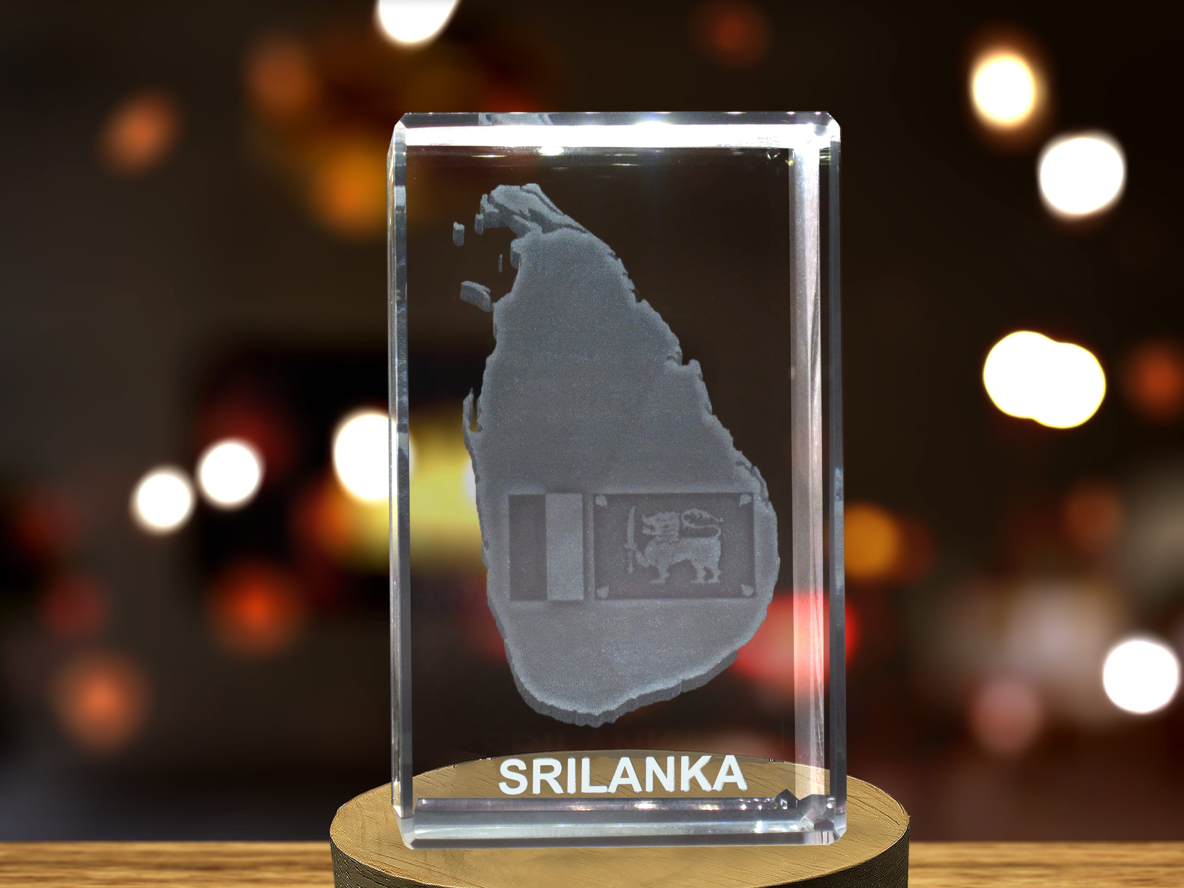 Sri Lanka 3D Engraved Crystal 3D Engraved Crystal Keepsake/Gift/Decor/Collectible/Souvenir A&B Crystal Collection