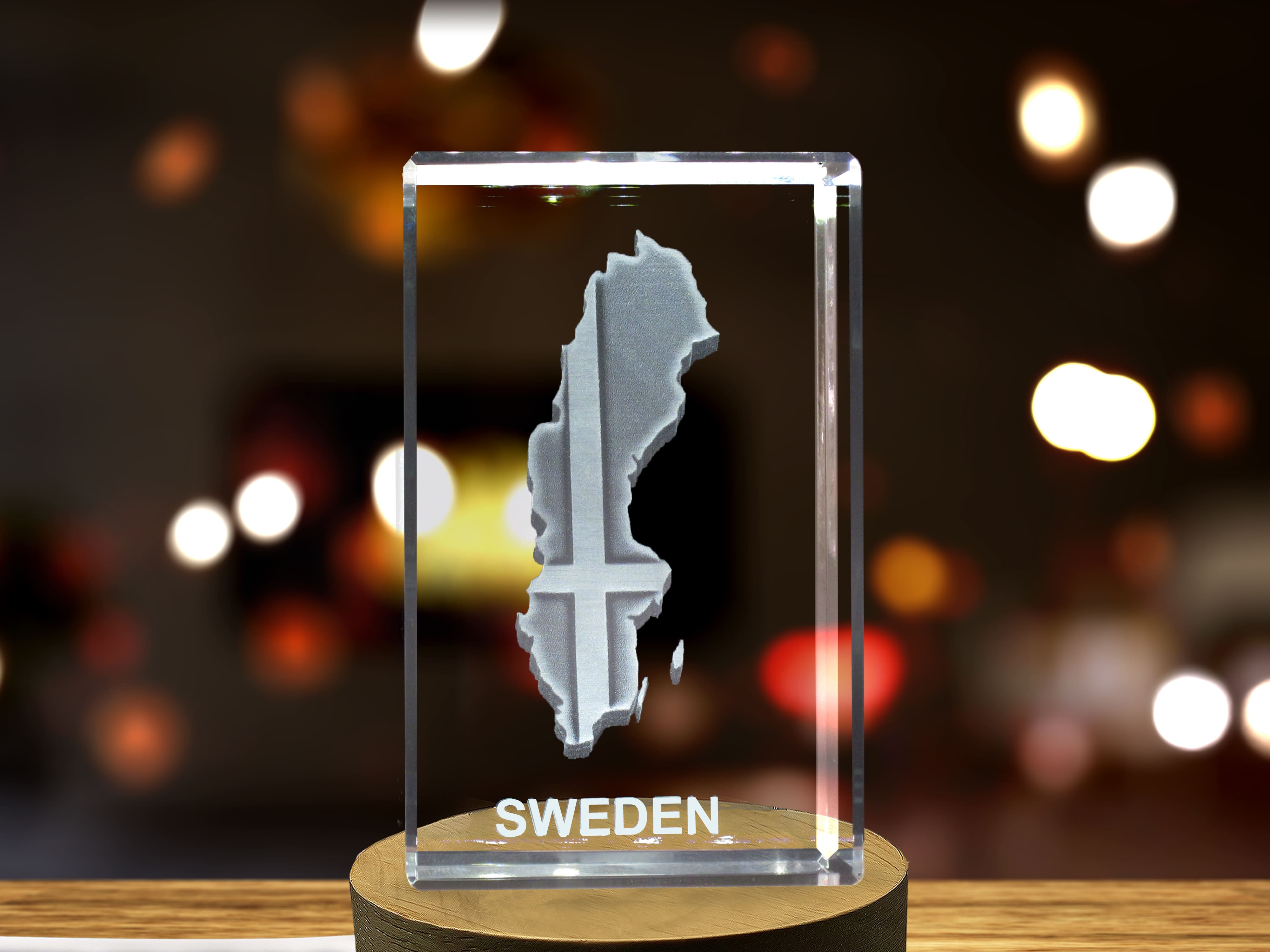 Sweden 3D Engraved Crystal 3D Engraved Crystal Keepsake/Gift/Decor/Collectible/Souvenir A&B Crystal Collection