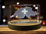 Switzerland 3D Engraved Crystal 3D Engraved Crystal Keepsake/Gift/Decor/Collectible/Souvenir A&B Crystal Collection