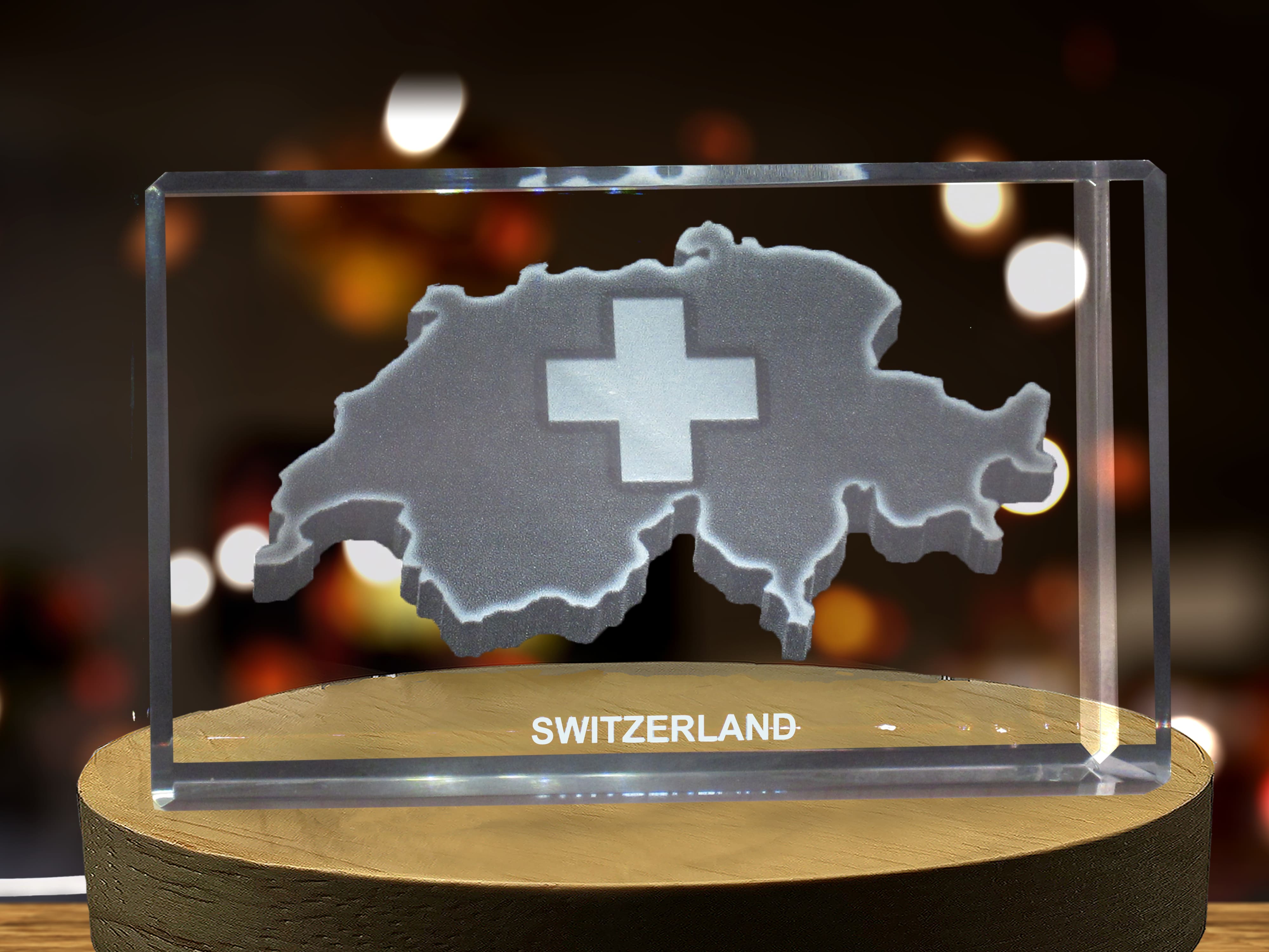 Switzerland 3D Engraved Crystal 3D Engraved Crystal Keepsake/Gift/Decor/Collectible/Souvenir A&B Crystal Collection