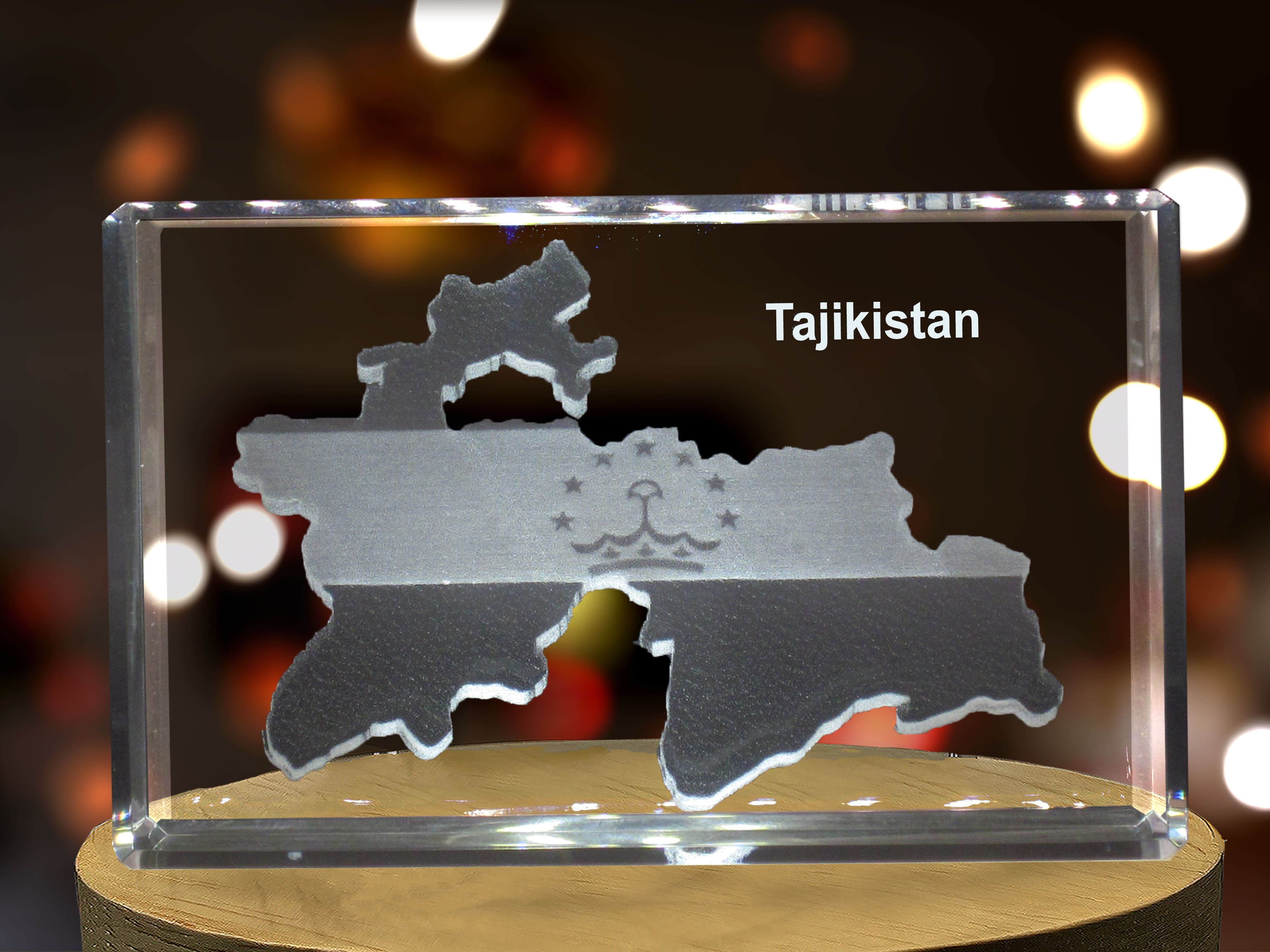Tajikistan 3D Engraved Crystal 3D Engraved Crystal Keepsake/Gift/Decor/Collectible/Souvenir A&B Crystal Collection