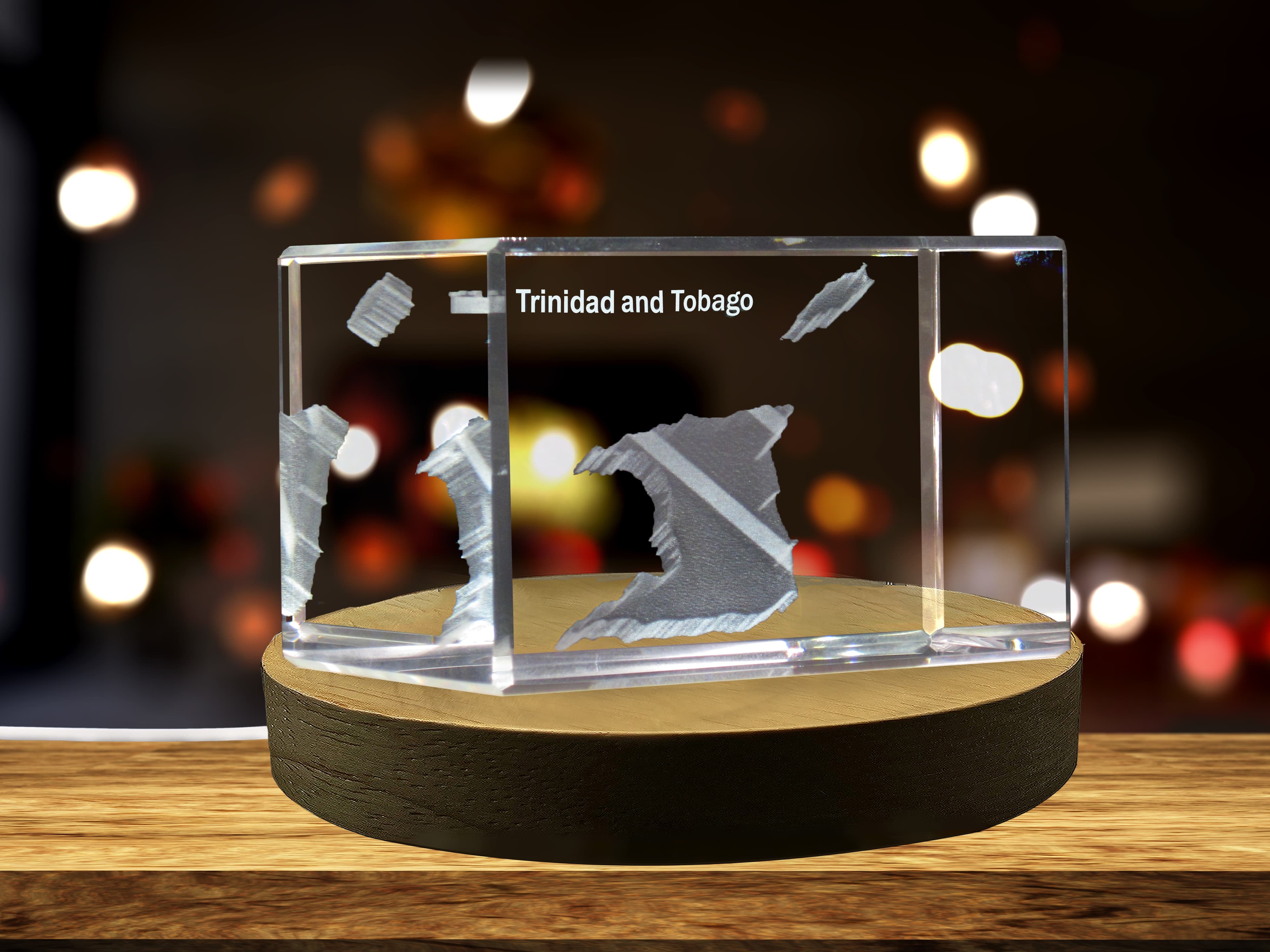 Trinidad and Tobago 3D Engraved Crystal 3D Engraved Crystal Keepsake/Gift/Decor/Collectible/Souvenir A&B Crystal Collection