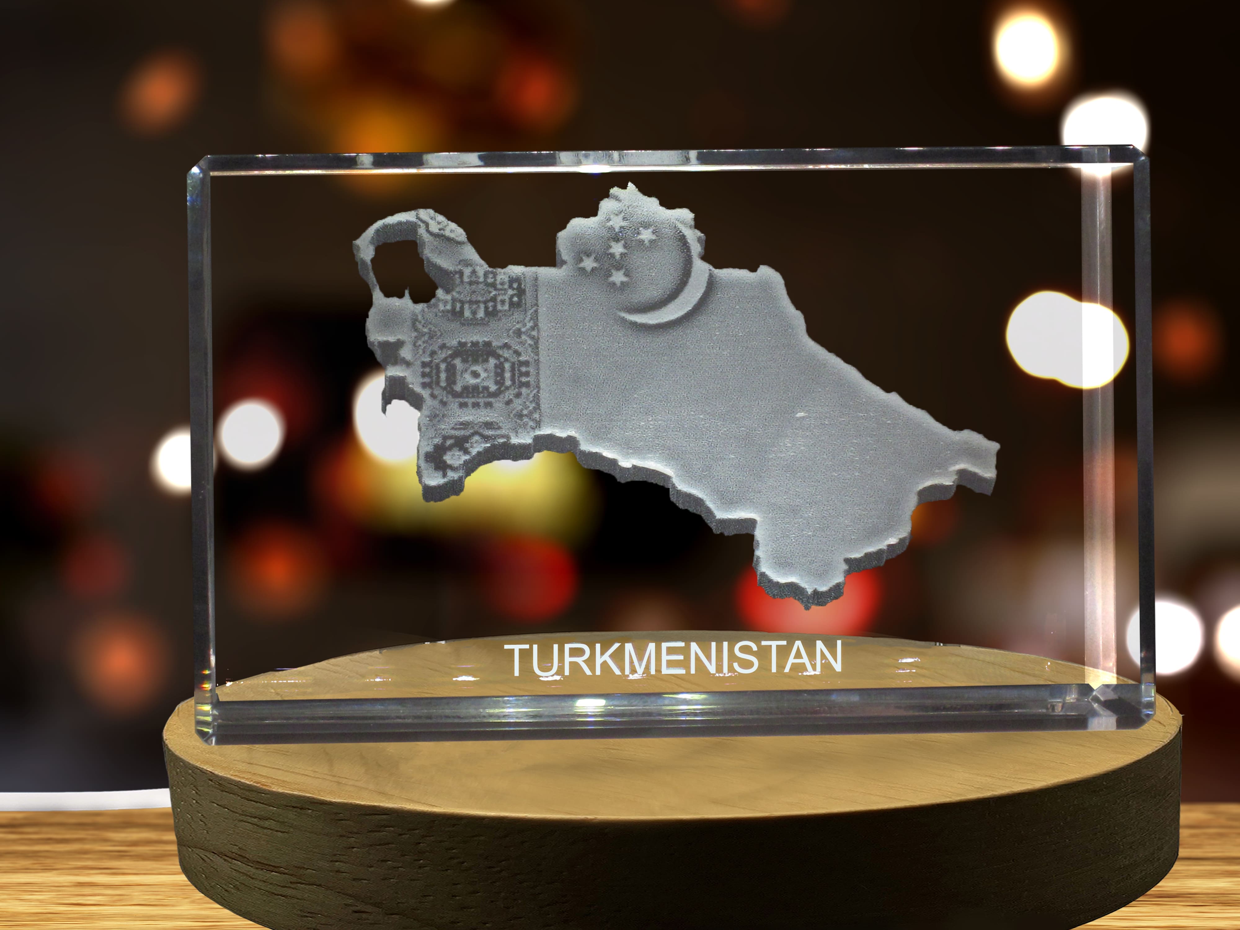 Turkmenistan 3D Engraved Crystal 3D Engraved Crystal Keepsake/Gift/Decor/Collectible/Souvenir A&B Crystal Collection