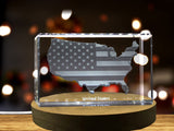 United States 3D Engraved Crystal 3D Engraved Crystal Keepsake/Gift/Decor/Collectible/Souvenir A&B Crystal Collection