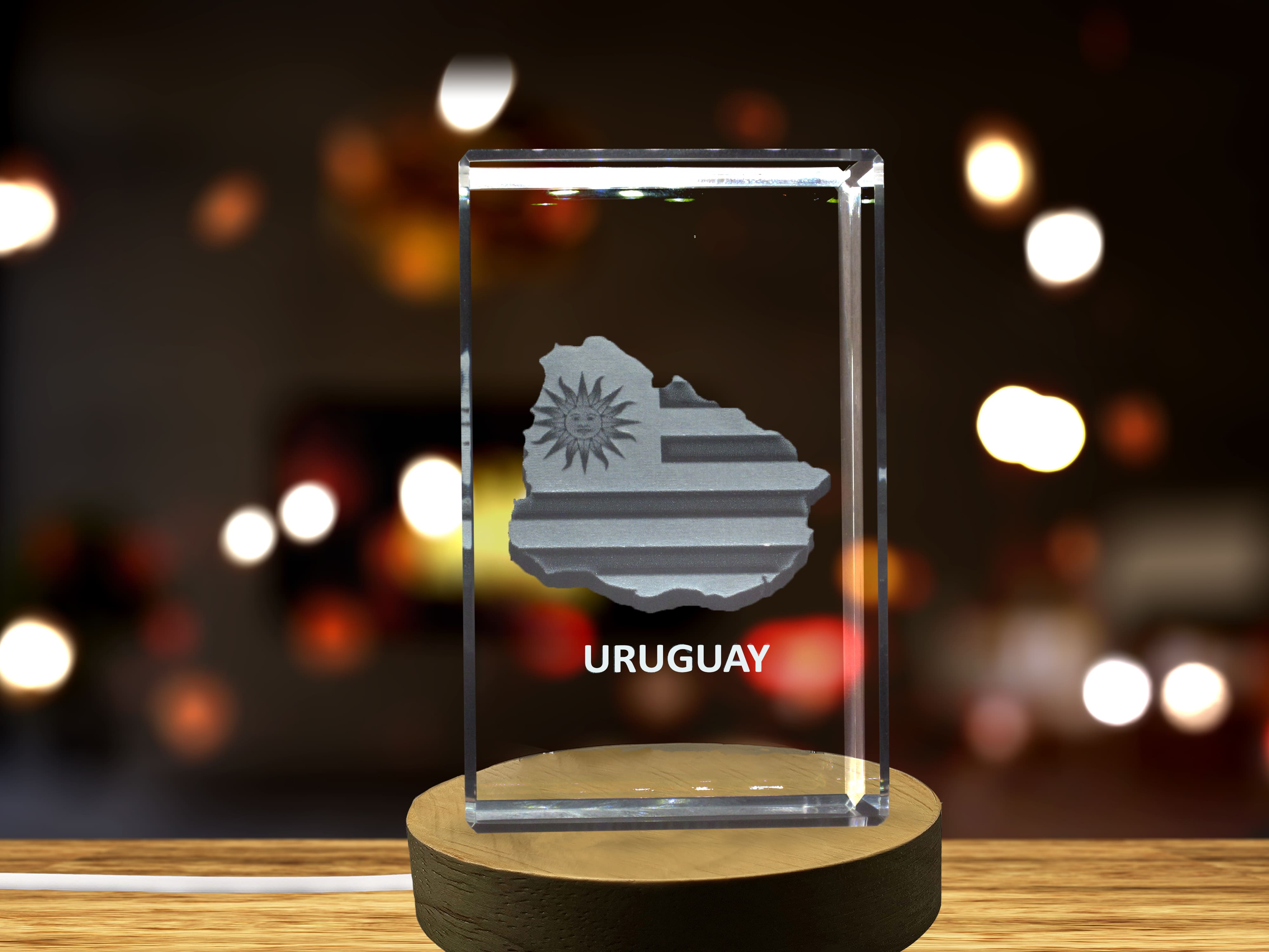 Uruguay 3D Engraved Crystal 3D Engraved Crystal Keepsake/Gift/Decor/Collectible/Souvenir A&B Crystal Collection
