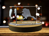 Alaska 3D Engraved Crystal 3D Engraved Crystal Keepsake/Gift/Decor/Collectible/Souvenir A&B Crystal Collection