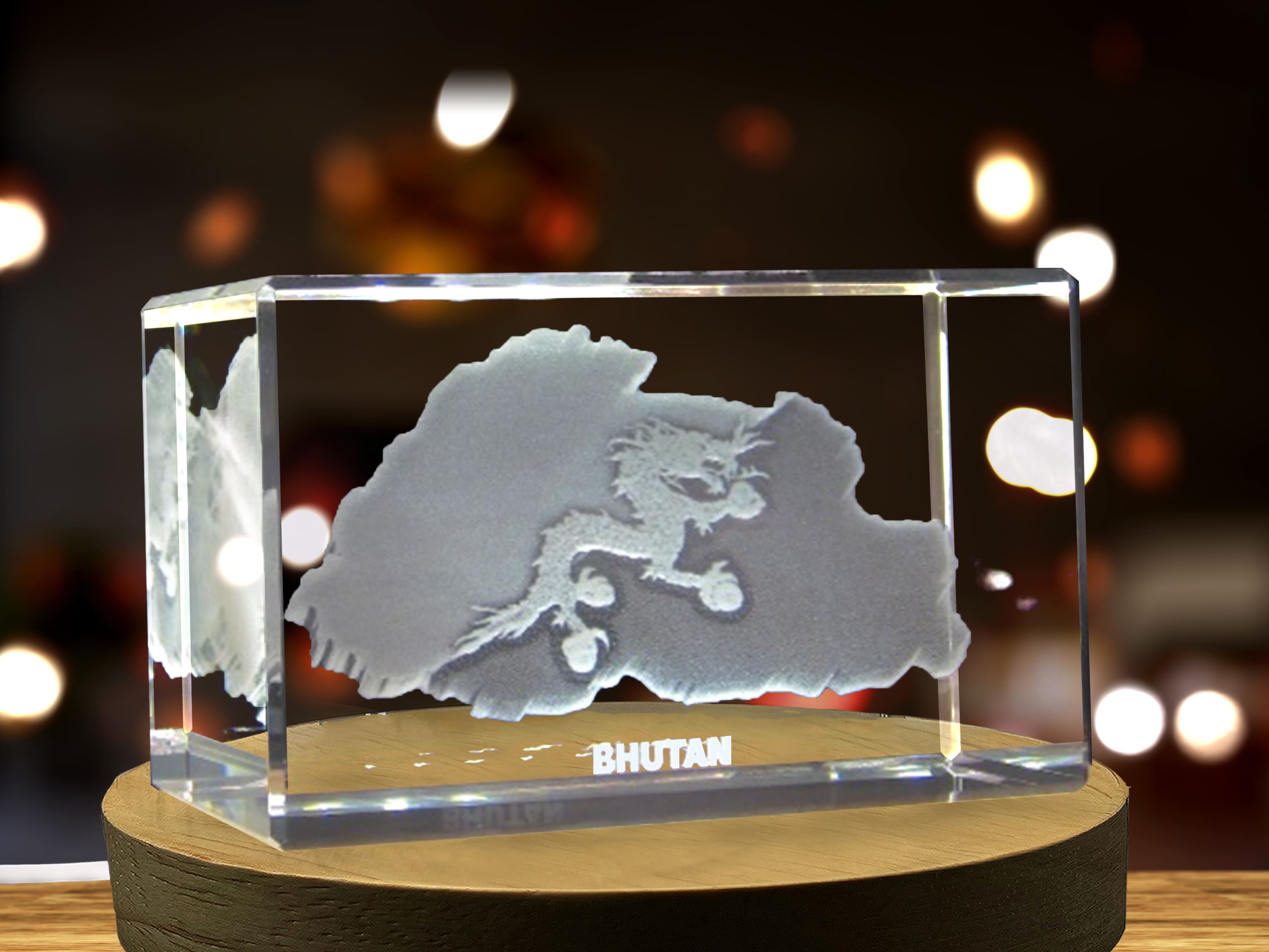 Bhutan 3D Engraved Crystal 3D Engraved Crystal Keepsake/Gift/Decor/Collectible/Souvenir A&B Crystal Collection